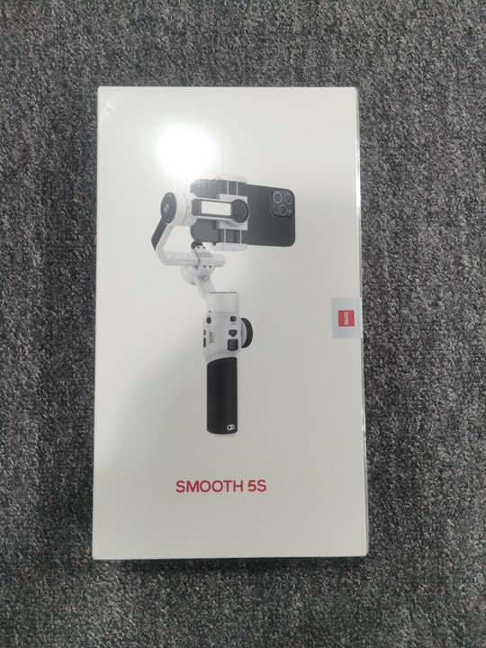 ZHIYUN Smooth 5S White Smartphone Gimbal Stabilizer for iPhone 14/13/12/11/SE & Samsung Android - 3-Axis Handheld Stabilizer with Mini LED Light for YouTube TikTok Vlogging, Live Streaming & Travel Videography