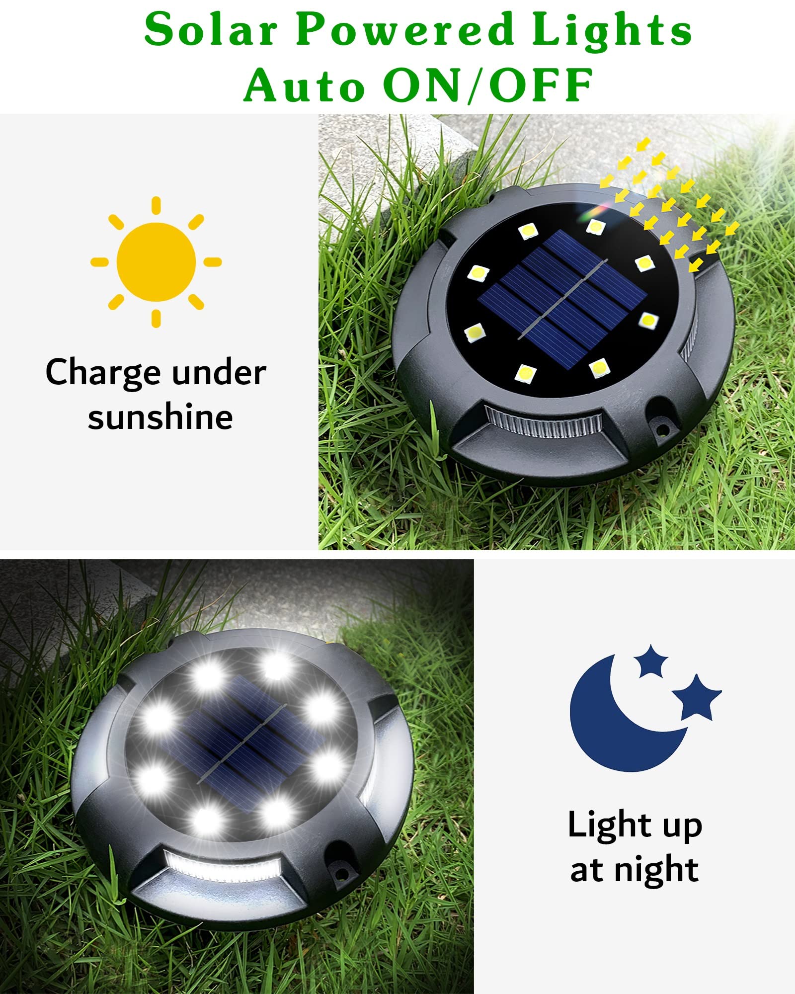 Biling Solar Outdoor Lights - 12 Pack Waterproof LED Landscape Lighting for Yard, Garden, Walkway, Deck, Poolside | Bright Uplight & Sidelight | White Solar Powered Lights for Pathway, Patio, Driveway, Backyard Decoration