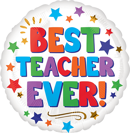 45cm Standard HX Best Teacher Ever Balloon - Perfect for Teacher Appreciation Gifts, Classroom Decorations & School Celebrations