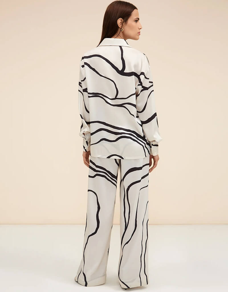 Stylish Black Printed Oversized Shirt & Pants Set - Trendy Loungewear for Women - Perfect for Casual Outings, Home Relaxation and Streetwear Fashion