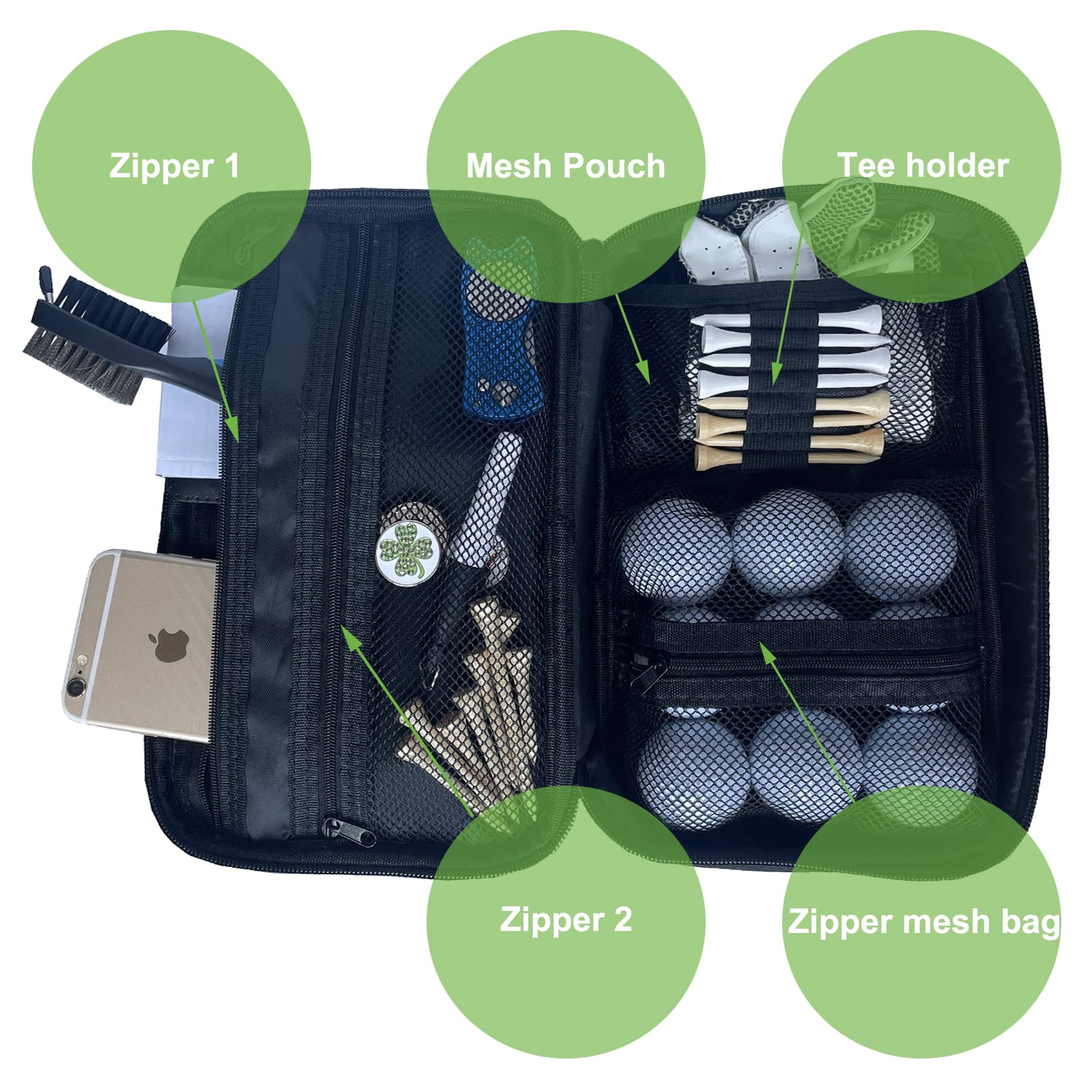 Premium Golf Ball Pouch & Accessory Organizer - Durable Golf Bag Essentials for Men - Perfect for Tees, Balls & Valuables - Ideal for Course, Range & Travel