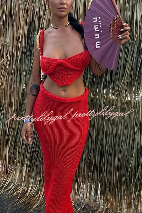 Sumui Hollow Crochet Knit Braid Detail V-Neck Crop Tank Top - Summer Beach Vacation Outfit, Boho Chic Festival Wear, Casual Street Style