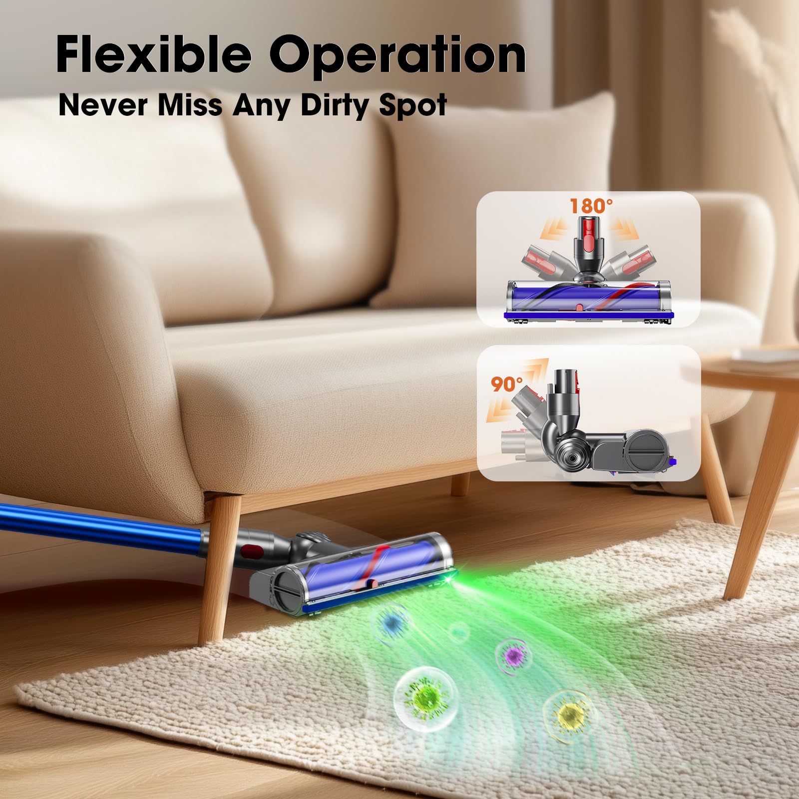 Dyson V7 V8 V10 V11 V15 Motorhead Replacement - LED Headlight Soft Roller Brush Head for Hardwood Floors & Carpets - Compatible with Dyson Cordless Stick Vacuums - Perfect for Pet Hair, Dust & Deep Cleaning at Home
