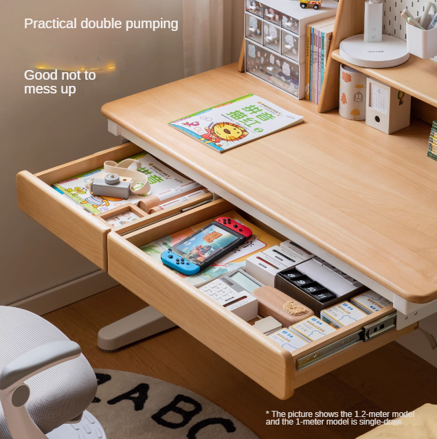 Solid Beech Wood Adjustable Lift Study Desk - Perfect for Home Office, Reading & Writing Workspace