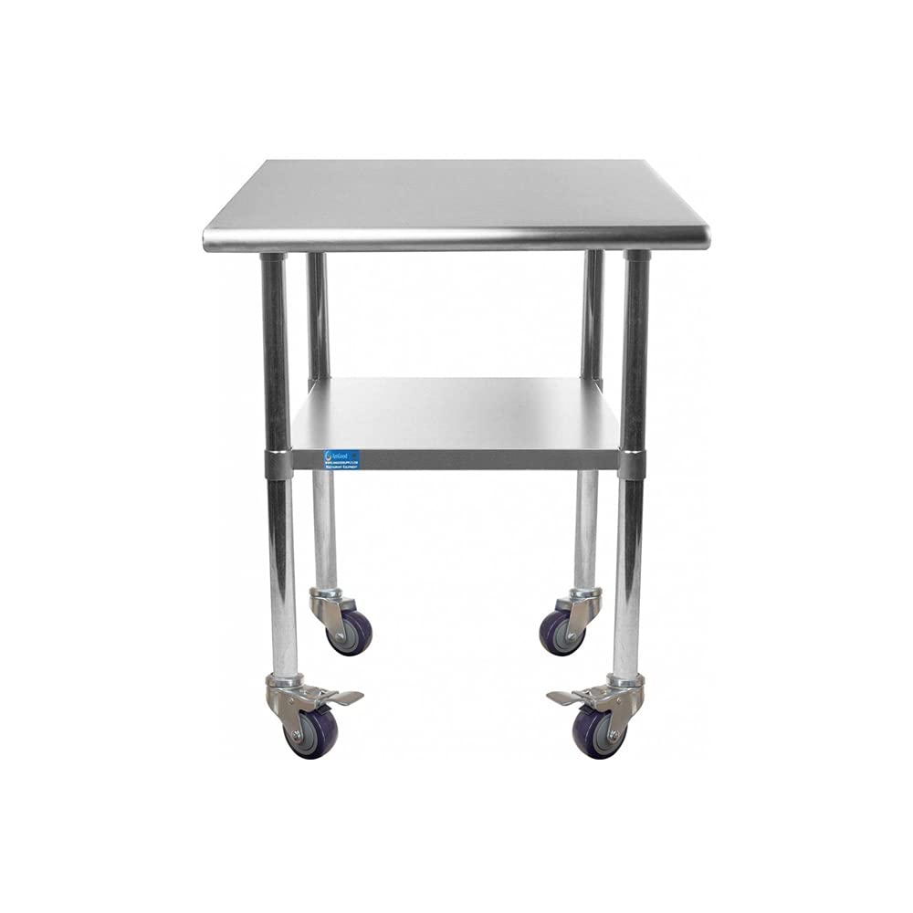 AmGood Stainless Steel Work Table with Casters - Heavy Duty Mobile Metal Table 12