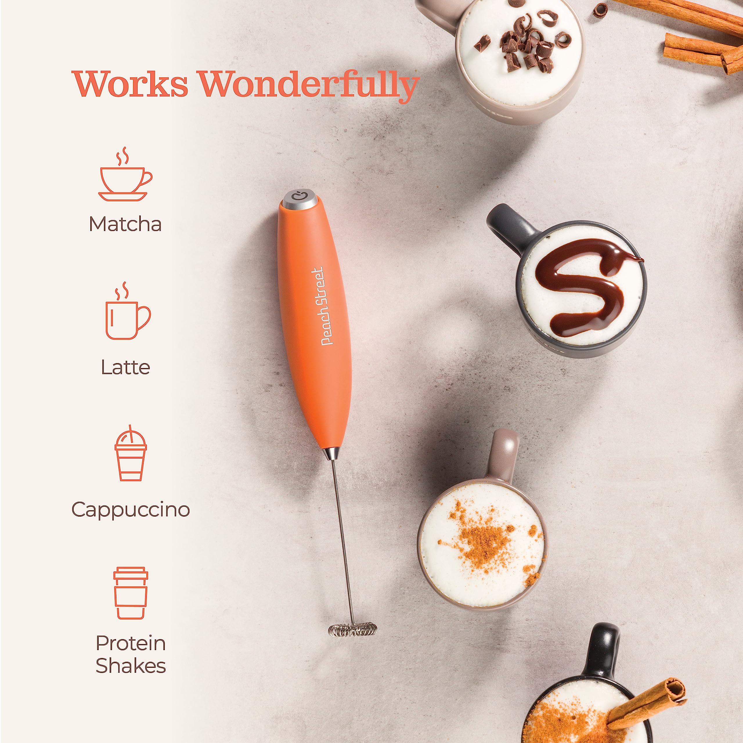 Premium Handheld Milk Frother - Battery Operated Stainless Steel Drink Mixer with Stand | Mini Milk Foamer for Coffee, Latte, Hot Chocolate & Matcha | Perfect for Home, Office & Cafe Use