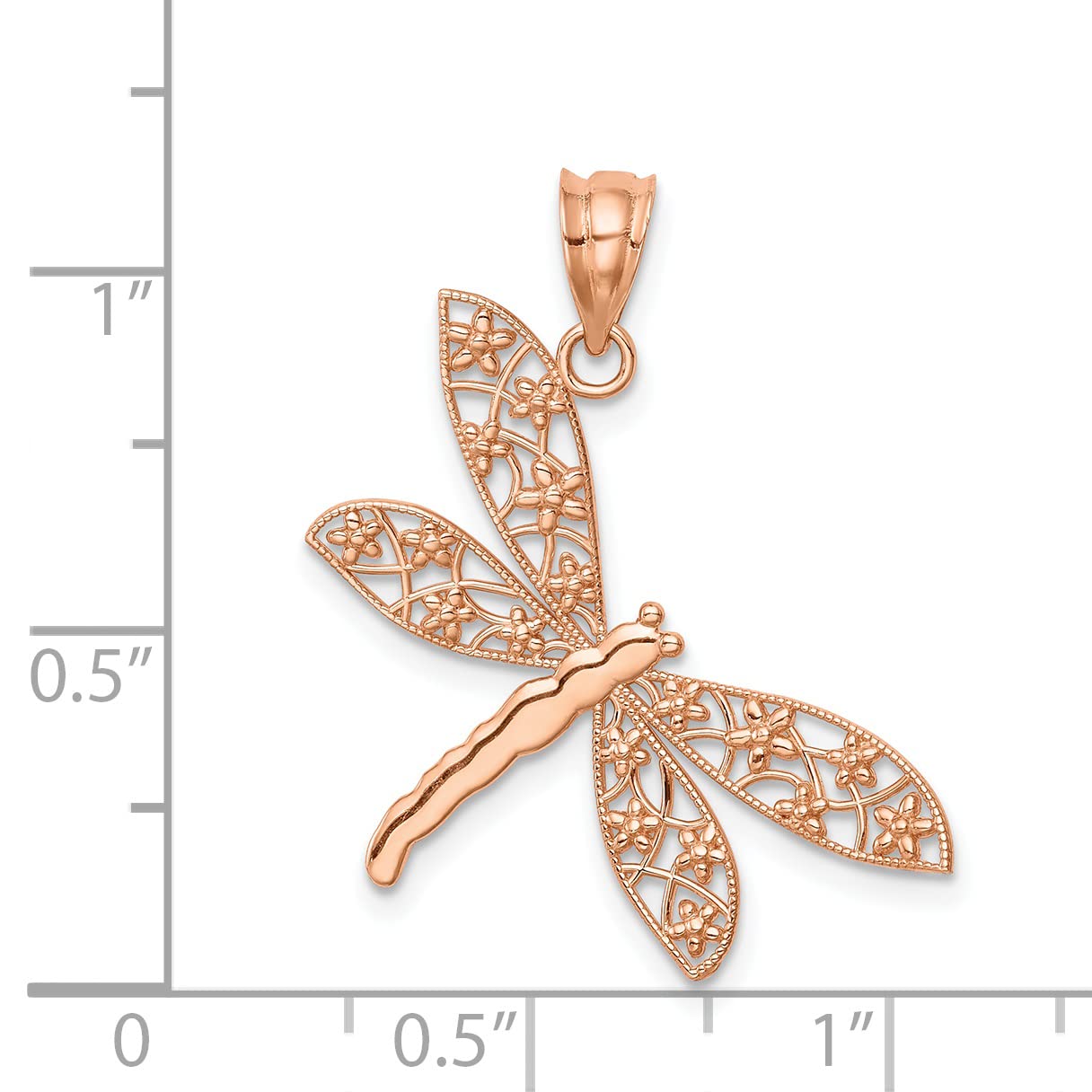 14k Rose Gold Polished Dragonfly Pendant Necklace - Lex & Lu Elegant Jewelry for Women, Gift for Her, Birthday, Anniversary - Perfect for Everyday Wear & Special Occasions