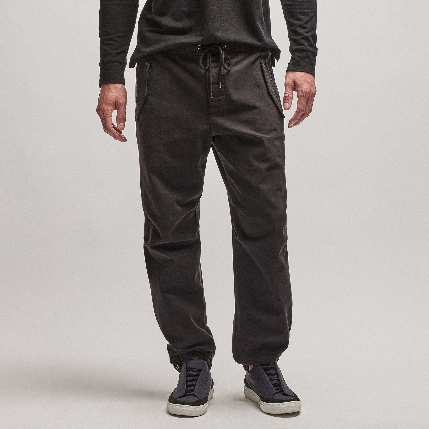 Premium Cotton Terry Flight Pants for Men - Soft & Comfortable Lounge Pants - Black - Perfect for Travel, Lounging & Relaxing at Home