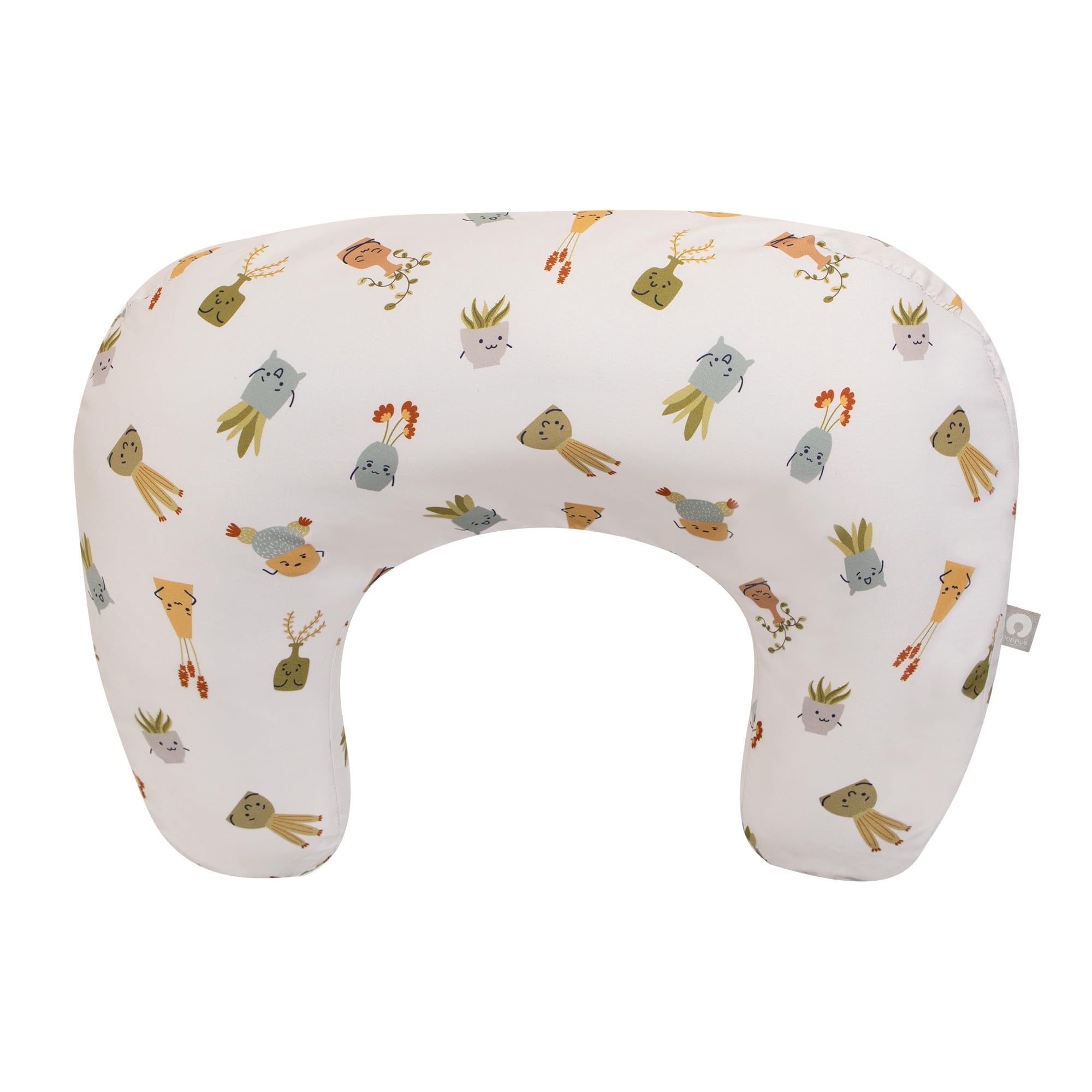 Boppy Nursing Pillow for Breastfeeding & Bottle Feeding - Extra Firm Support, Larger Size & Higher Lift for Comfort - Tan Happy Houseplants Design - Perfect for New Moms at Home or On-The-Go