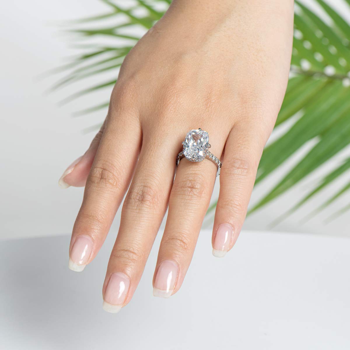 AINUOSHI 6-5ct Cubic Zirconia Engagement Ring - Cushion/Oval/Emerald Cut Solitaire in 925 Sterling Silver with Jewelry Box - Perfect for Proposals, Anniversaries & Special Occasions