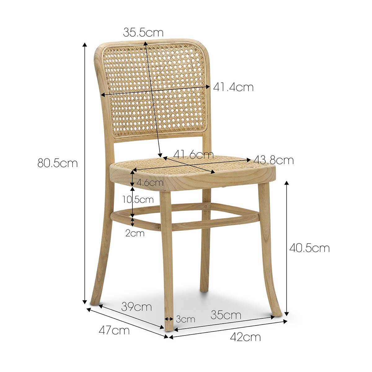 Modern Bentwood Rattan Dining Chairs Set of 2 - Natural Woven Seat & Sturdy Wooden Frame - Perfect for Kitchen, Dining Room, or Breakfast Nook
