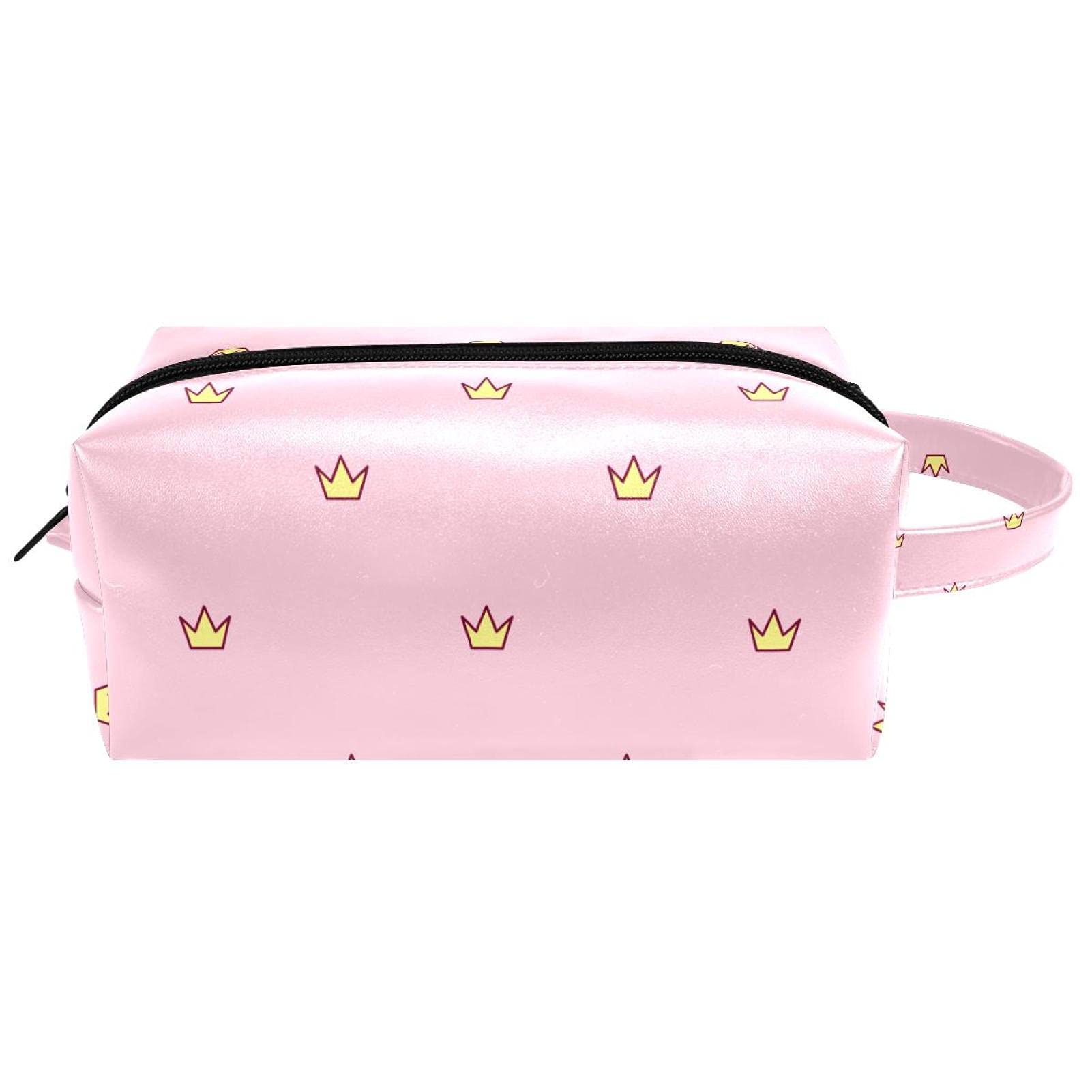 Portable Hanging Toiletry Bag for Travel - Pink Princess Crown Cosmetic Organizer Pouch with Multiple Pockets, Perfect for Makeup, Stationery, Pencils & Toiletries - Ideal for Vacation, Camping & College Dorm Organization