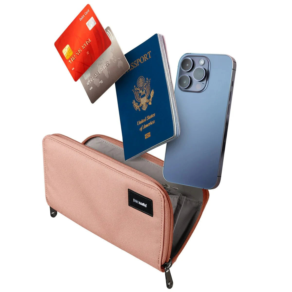 Pacsafe RFIDsafe™ RFID Blocking Continental Wallet - Secure Travel Wallet for Credit Cards & Passport - Perfect for International Trips & Daily Commute