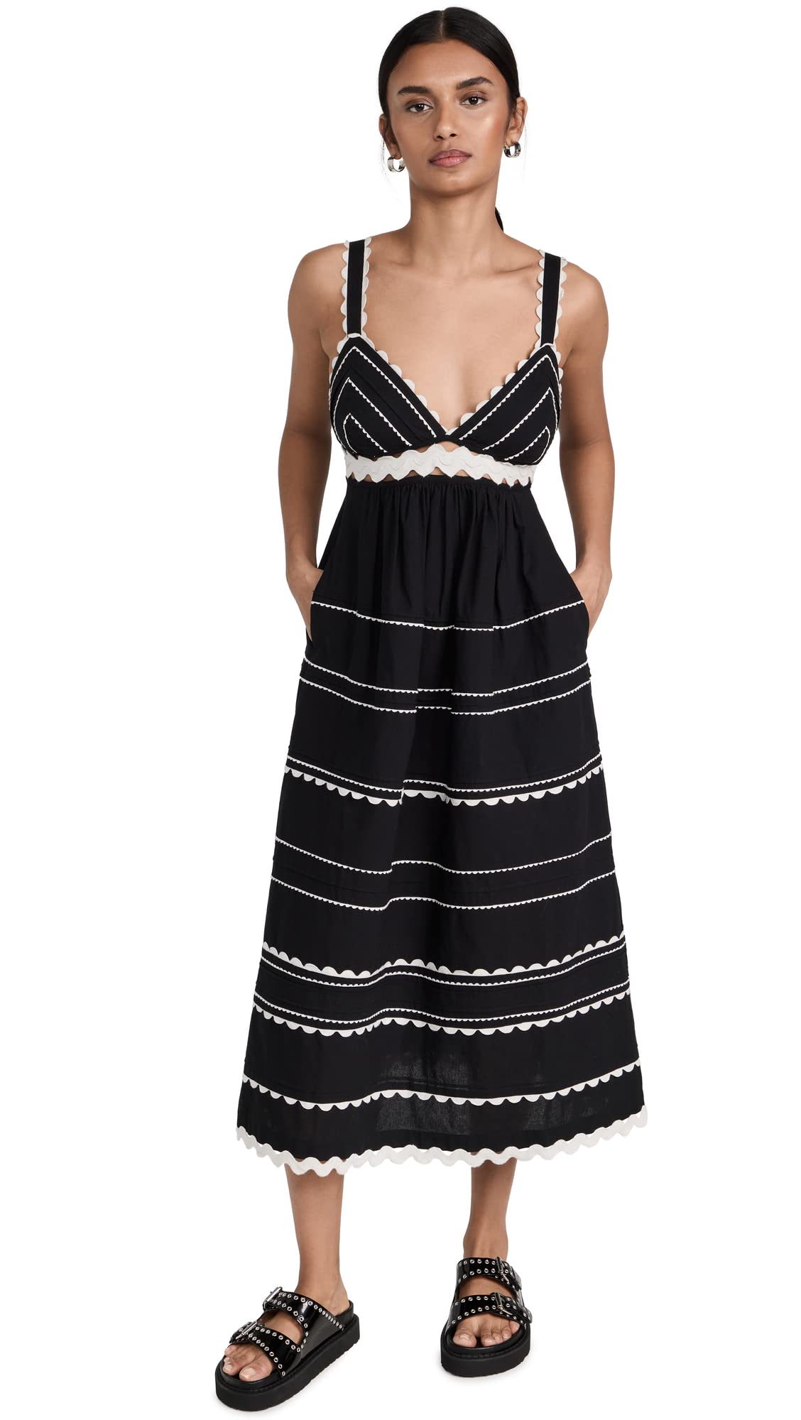 SEA Women's Ryleigh Rickrack Dress - Floral Summer Dress with Ruffles, Casual Boho Maxi Dress for Beach, Vacation, and Outdoor Parties