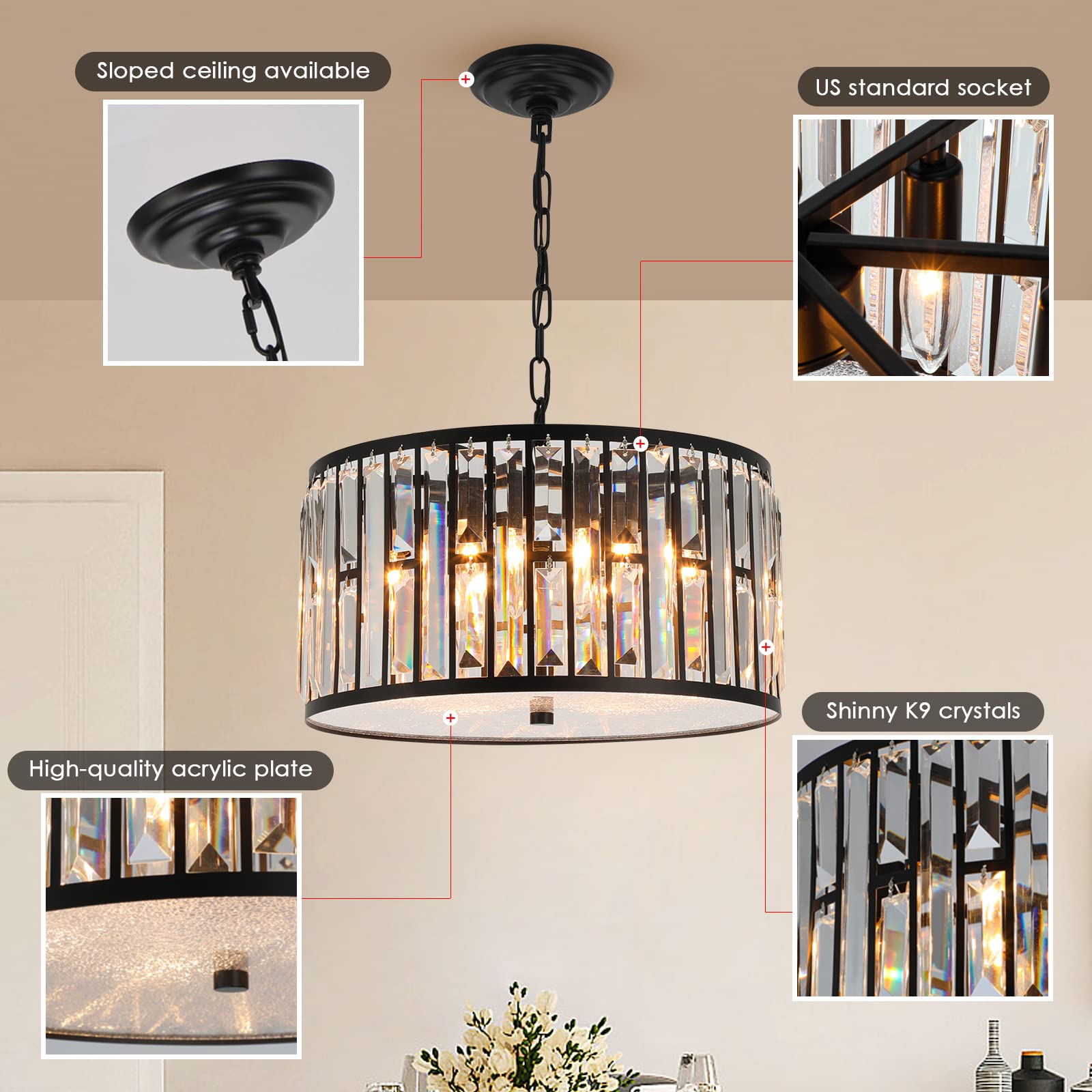6-Light Modern Crystal Chandelier - 16