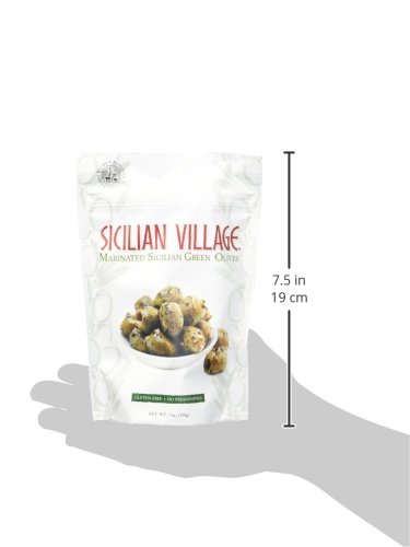 Premium Sicilian Marinated Green Olives - 7oz Jar | Authentic Italian Flavor | Perfect for Charcuterie Boards, Salads & Gourmet Snacking