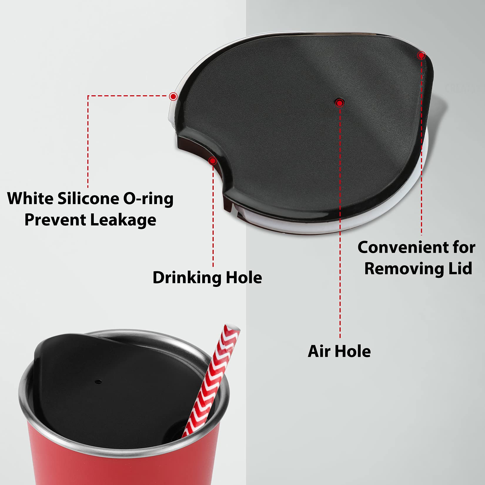 Swiss+Tech 16oz Stainless Steel Insulated Tumbler Cups - 2 Pack Double Wall Vacuum Insulated Pint Glasses with Lids, Durable & Leak Proof (Red & White) - Perfect for Coffee, Tea, Beer, Camping & Outdoor Adventures