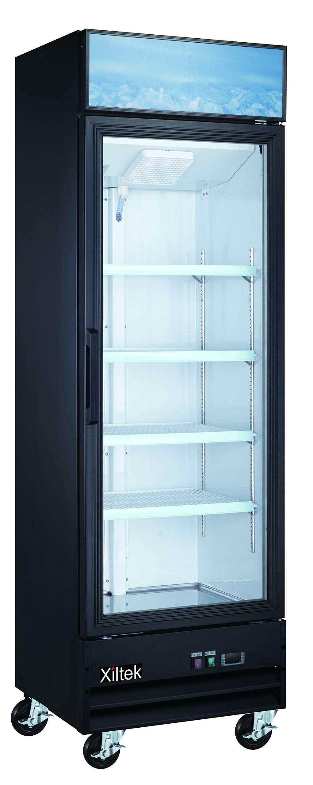 Xiltek 27 Inch Commercial Glass Door Merchandising Freezer - Energy Efficient Swing Door Deep Freezer for Restaurants, Grocery Stores & Retail Businesses