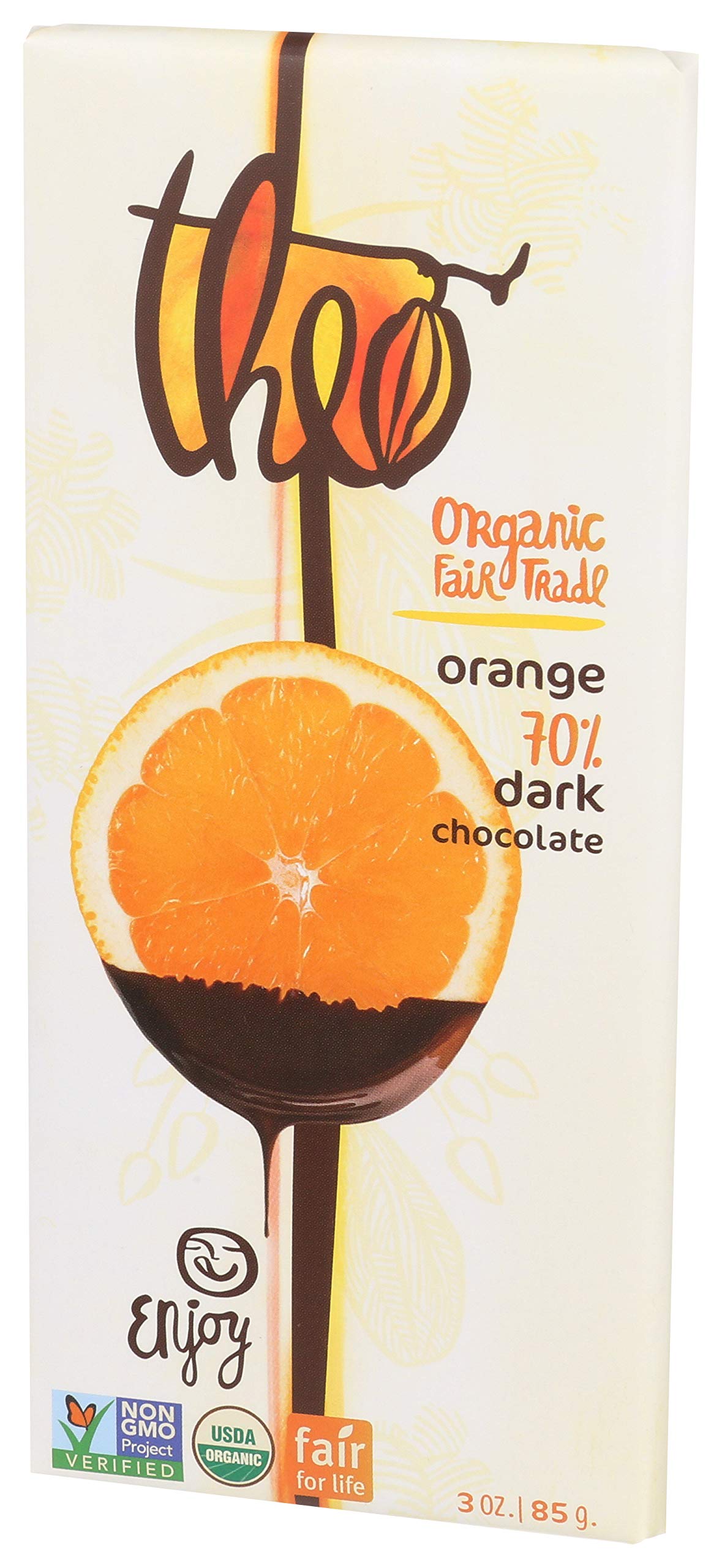 Organic Theo Orange Dark Chocolate Bar - 70% Cacao, Vegan, Fair Trade Certified | Perfect for Gifts, Baking & Healthy Snacking