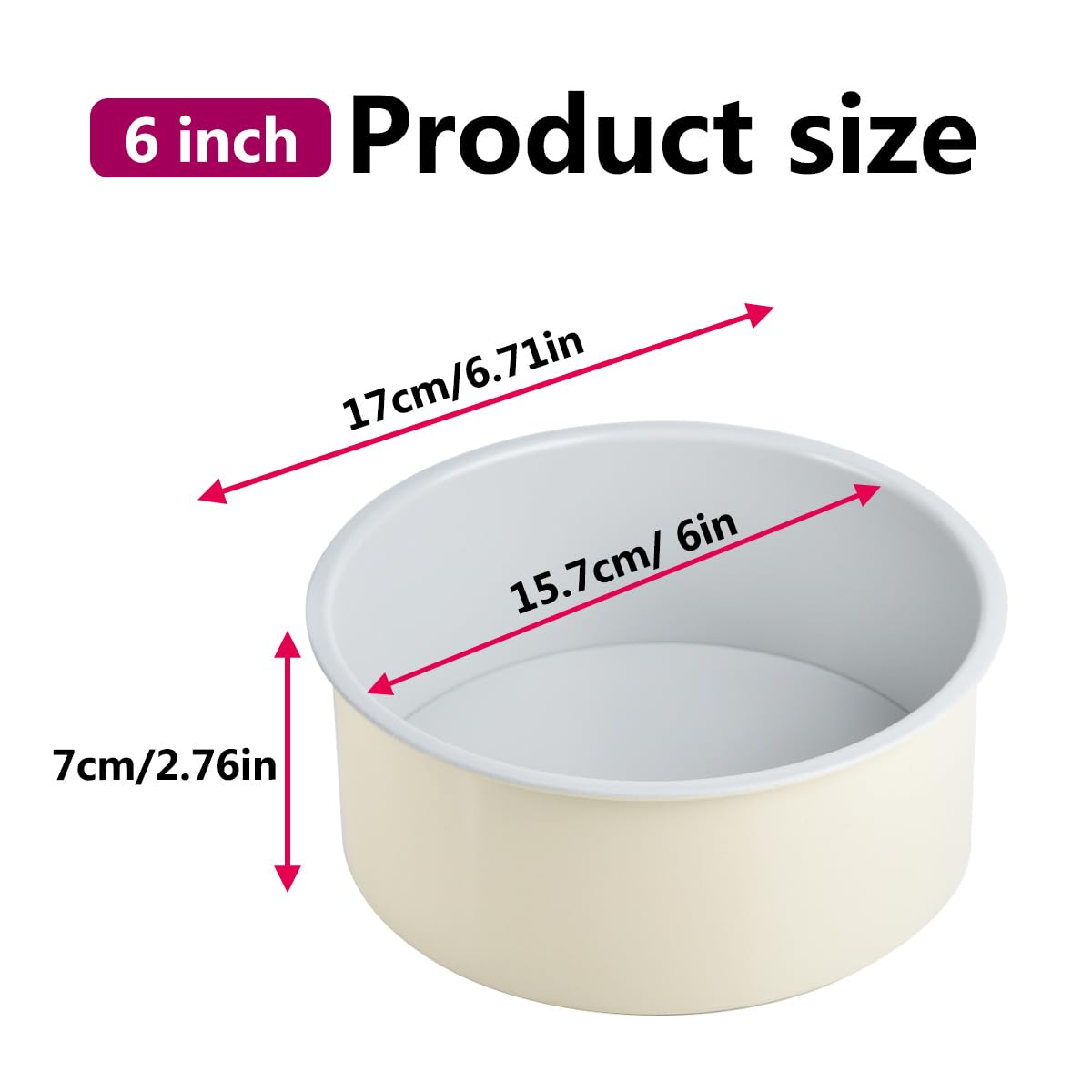 Guowall 6 Inch Nonstick Round Cake Pan with Removable Bottom - Perfect for Layer Cakes, Cheesecakes, Baking - Cream Color | Ideal for Home Baking, Birthday Cakes, and Dessert Making