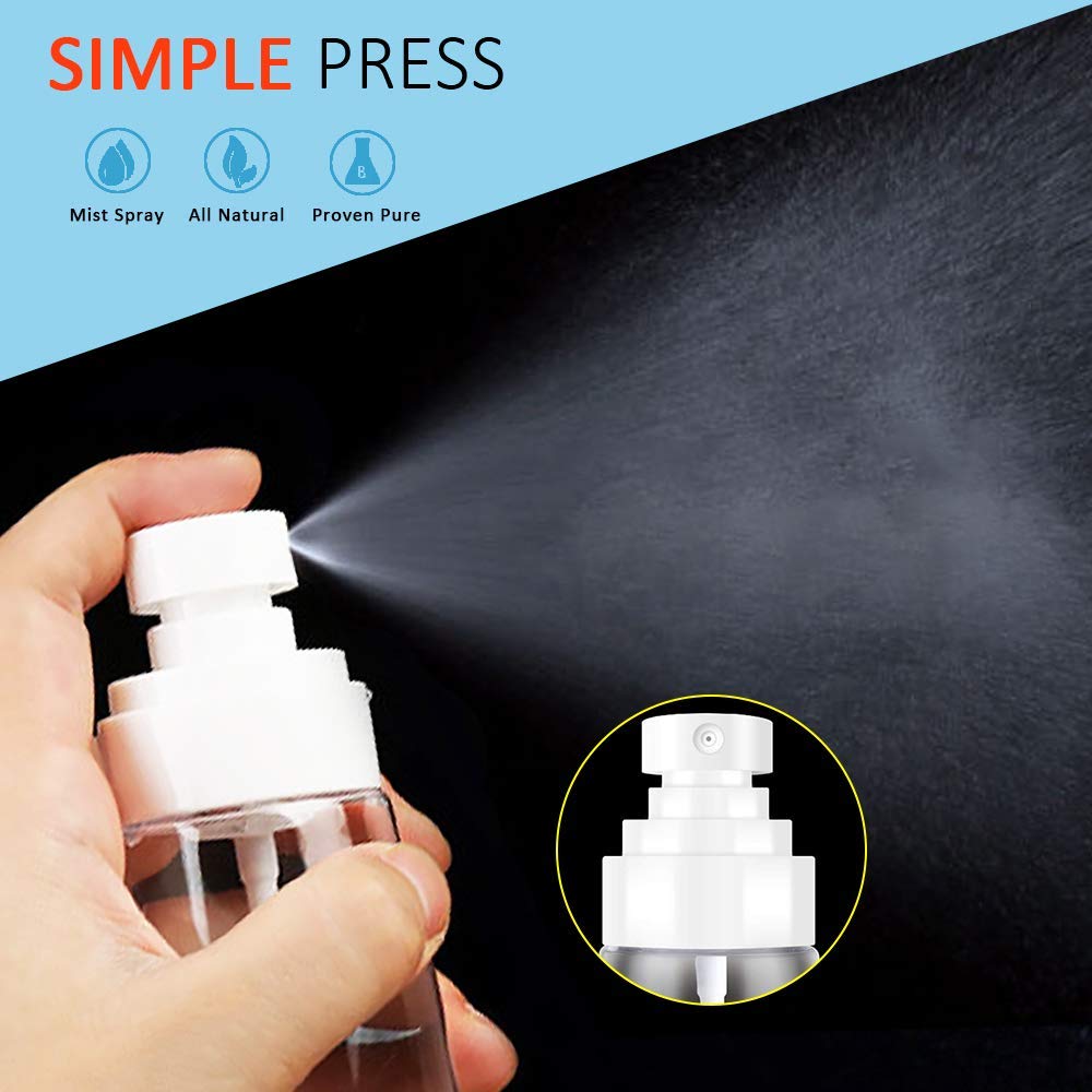 AMORIX 6PCS 100ml (3.4 oz) Empty Fine Mist Spray Bottles - Refillable Travel Size Containers for Essential Oils, Hairspray, Perfume & Cosmetics | Includes Drawstring Bag | Perfect for Travel, Gym, Salon & Home Use