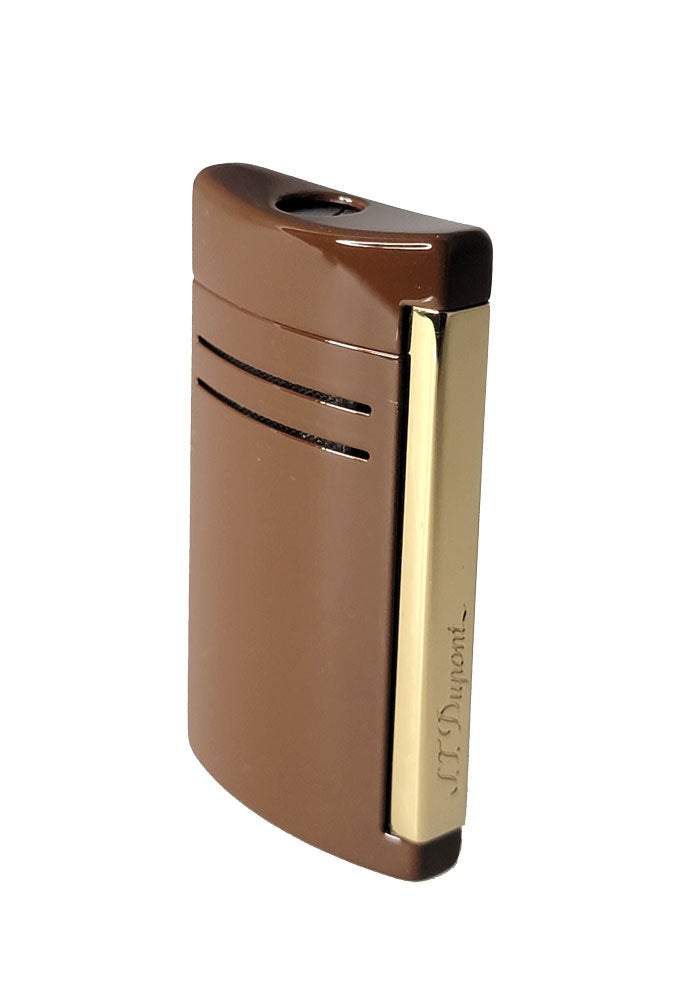 S.T. Dupont MaxiJet Brown and Gold Luxury Lighter - Premium Butane Lighter for Cigars, Cigarettes & Gifts - Perfect for Smoking Accessories, Collectors & Special Occasions