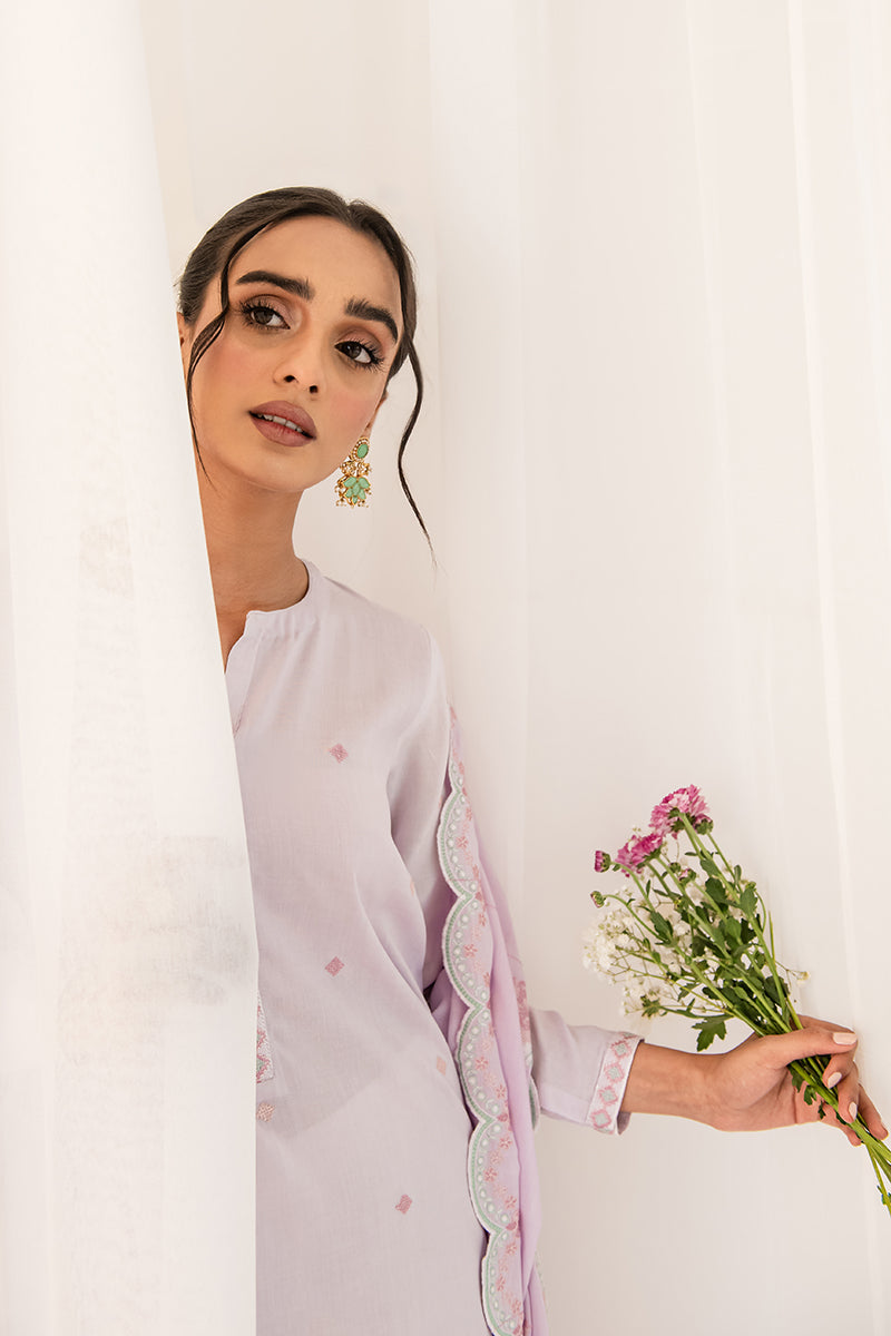Lilac Haze 2-Piece Set - Elegant Shirt & Dupatta for Women | Boho Chic Outfit for Casual Wear, Parties & Festive Occasions