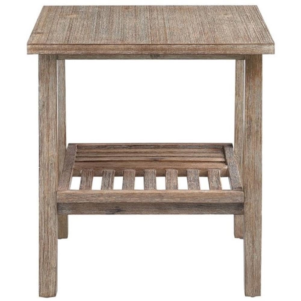Home Square Sonoma End Table Set of 2 - Distressed Barnwood Finish with Wire-Brush Texture - Perfect for Living Room, Bedroom, or Office Side Tables