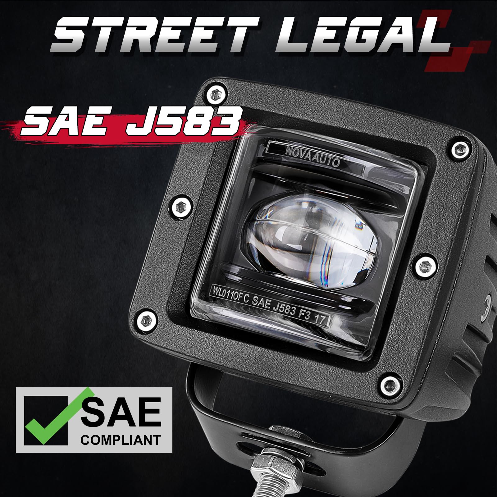OFFROADTOWN 2PCS 3 Inch SAE DOT Approved LED Pod Lights - Waterproof Square Fog Driving Lights for Trucks, Motorcycles, ATVs, UTVs & Boats - Durable Off-Road Work Light for Night Driving, Camping & Trail Adventures