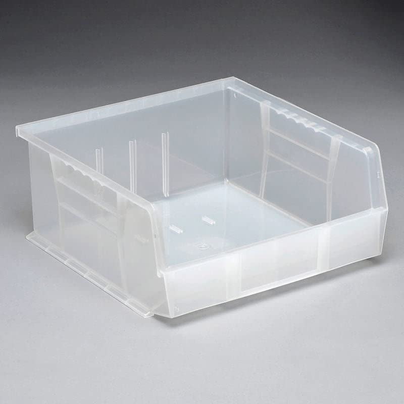 6-Pack Clear Plastic Storage Bins - Stackable & Hanging Organizer Containers for Tools, Toys, School, Office, Hospital - 11