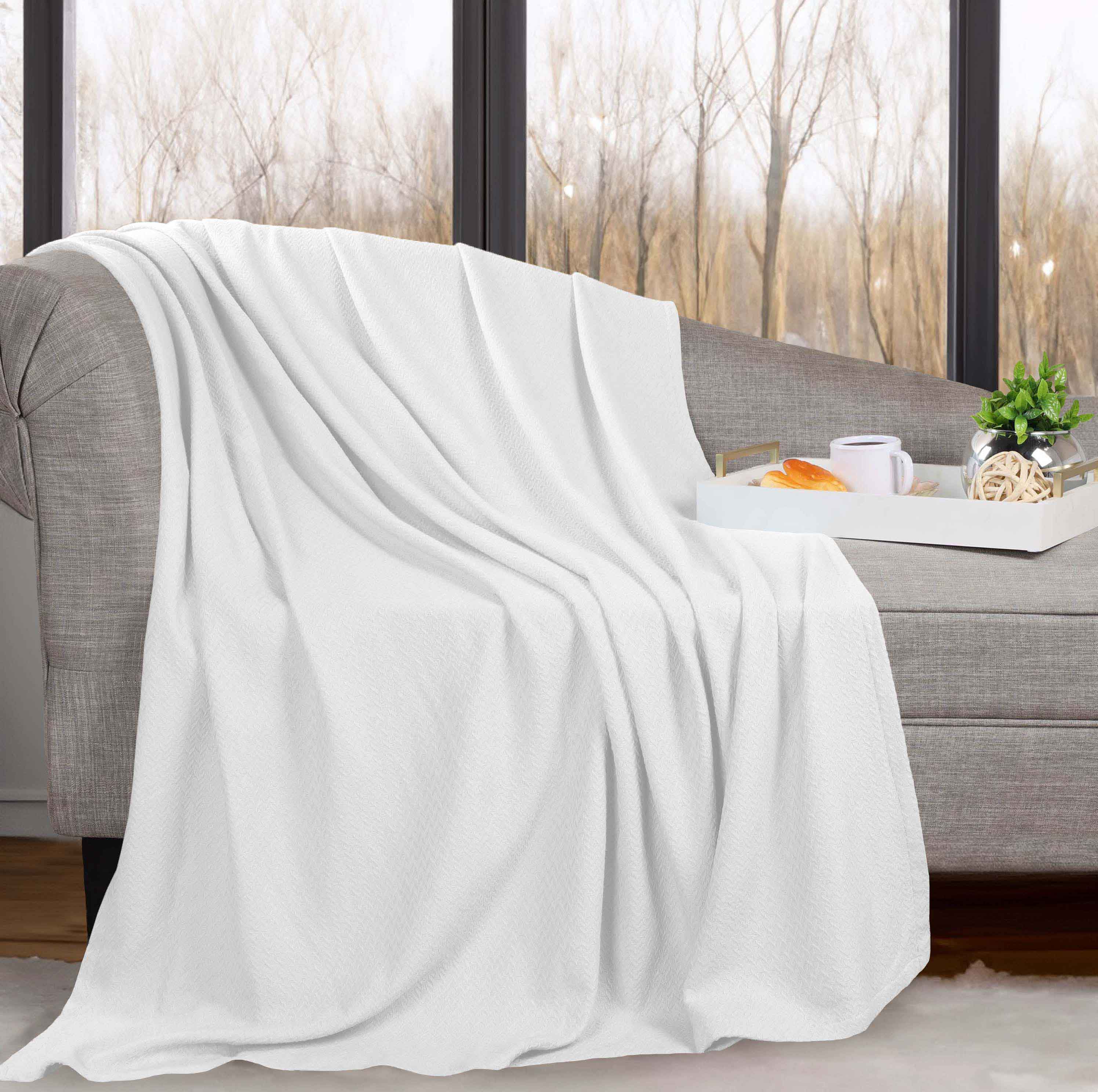 Premium Nobel Cotton Textured Chevron Lightweight Woven Blanket - Soft & Breathable Throw for Sofa, Bed, and Outdoor Picnics - Cozy Home Decor & Travel Companion