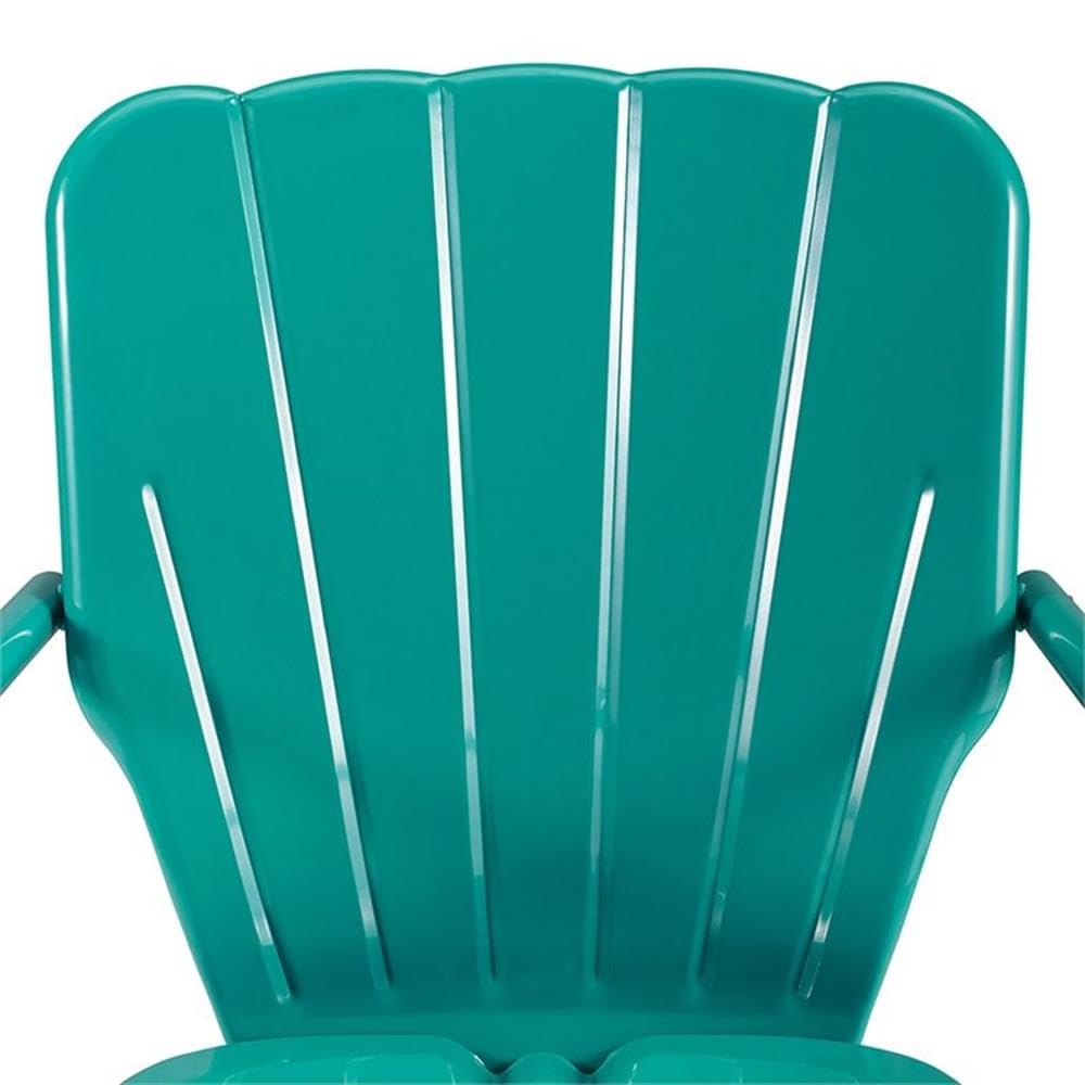 Pemberly Row Turquoise Gloss Metal Patio Chairs (Set of 2) - Outdoor Dining, Poolside Lounging, Garden Seating Furniture for Backyard & Patio
