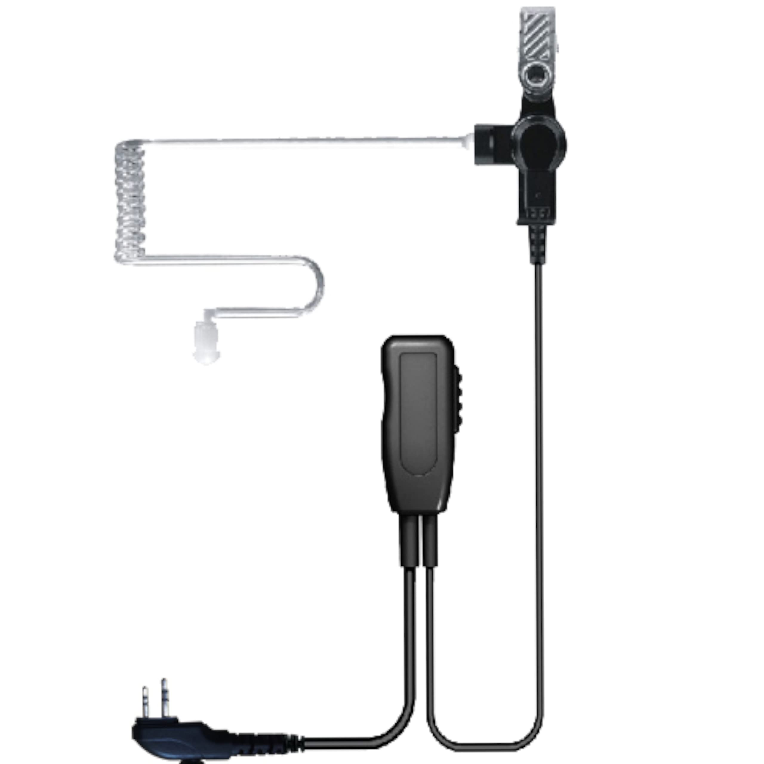 HYTERA HYT Clear Coil Tube Earbud Headset with PTT Mic - 2-Pin 1 Wire Communication Headset (2 Pack) for Two-Way Radio, Security, and Construction Work