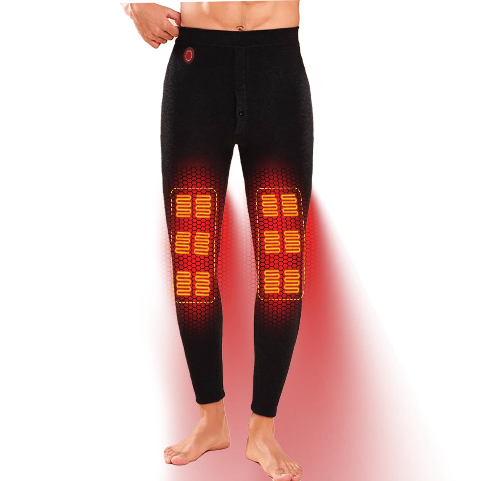 Electric Heated Pants for Men - Rechargeable Flannel Winter Underwear with 18 Zone Heating - No Batteries Needed - Perfect for Outdoor Work, Skiing & Cold Weather Activities