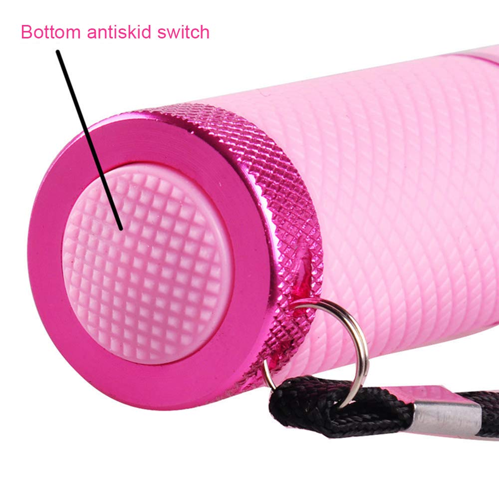 9 LED 395nm UV Flashlight - Mini Handheld Nail Dryer & Gel Curing Lamp for Nail Art, Facial Mask Detector | Perfect for Home Manicures & Beauty Treatments (Pink)