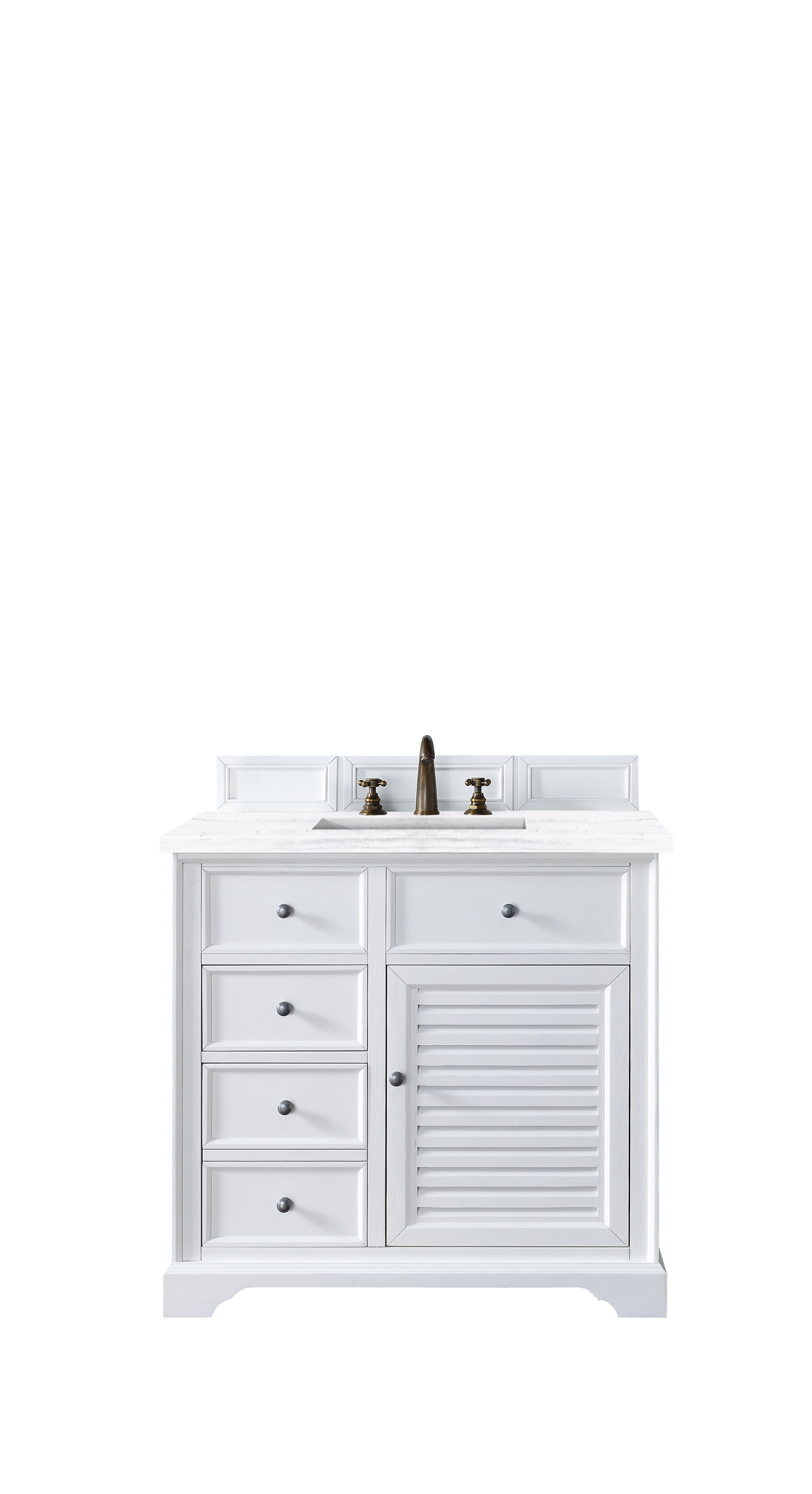 Savannah 36-Inch Bright White Bathroom Vanity with 3CM Arctic Fall Solid Surface Top - Perfect for Modern Master Bath & Powder Room Remodels