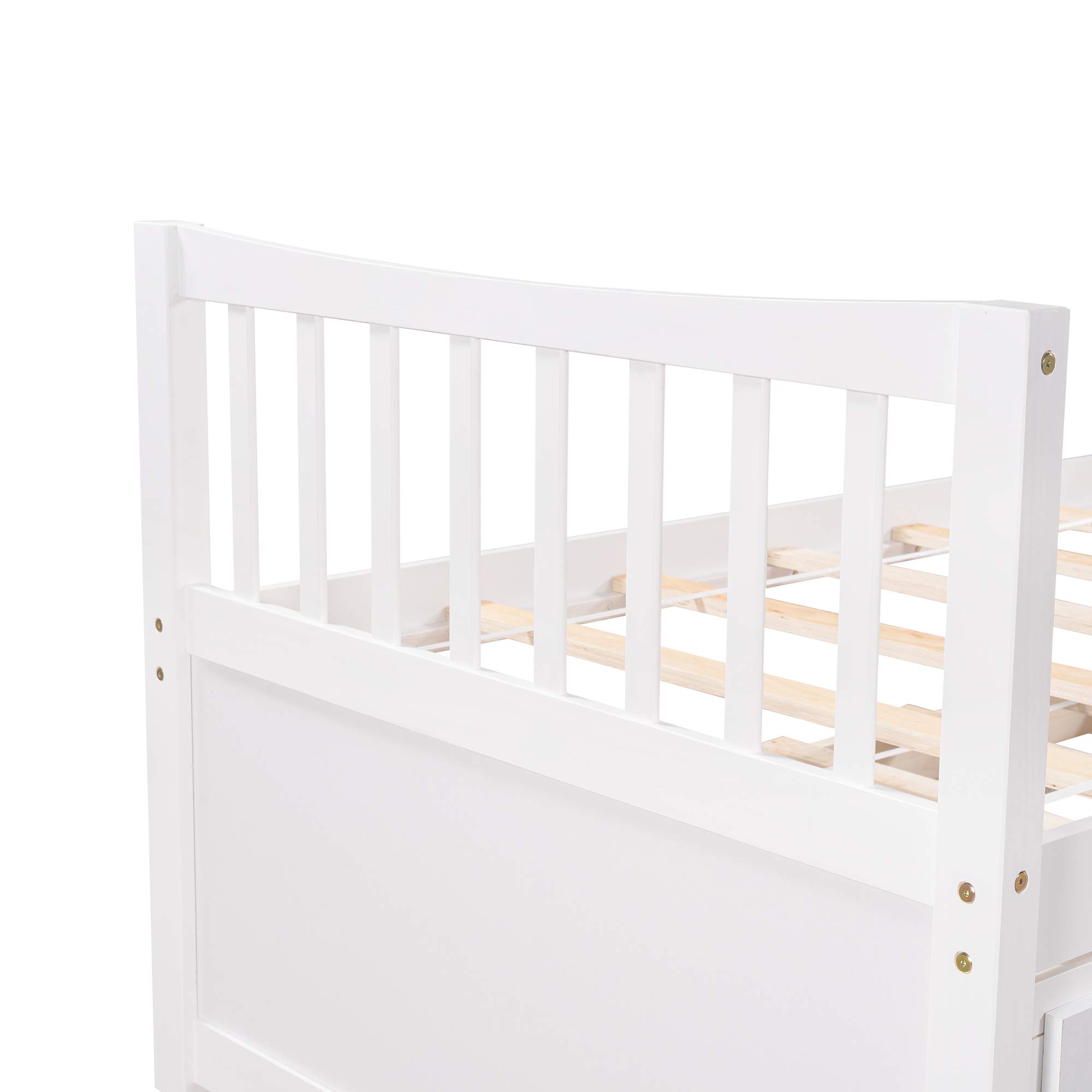 MERITLINE Twin Size Wooden Storage Platform Bed with 6 Drawers, Headboard & Footboard - White Captain Bed for Kids | Space-Saving Bedroom Solution for Small Rooms & Guest Rooms