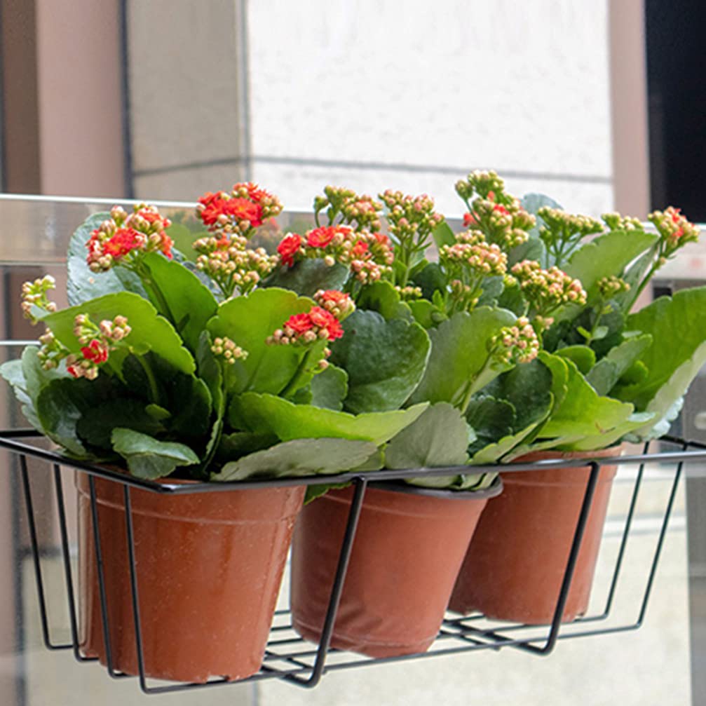 Cabilock Black Iron Railing Planter Box - 45 x 22 x 16.8cm Hanging Flower Pot Holder for Deck, Balcony & Fence | Outdoor Metal Hanging Basket for Plants, Herbs & Flowers | Perfect for Patio Decor, Garden Railings & Porch Shelves