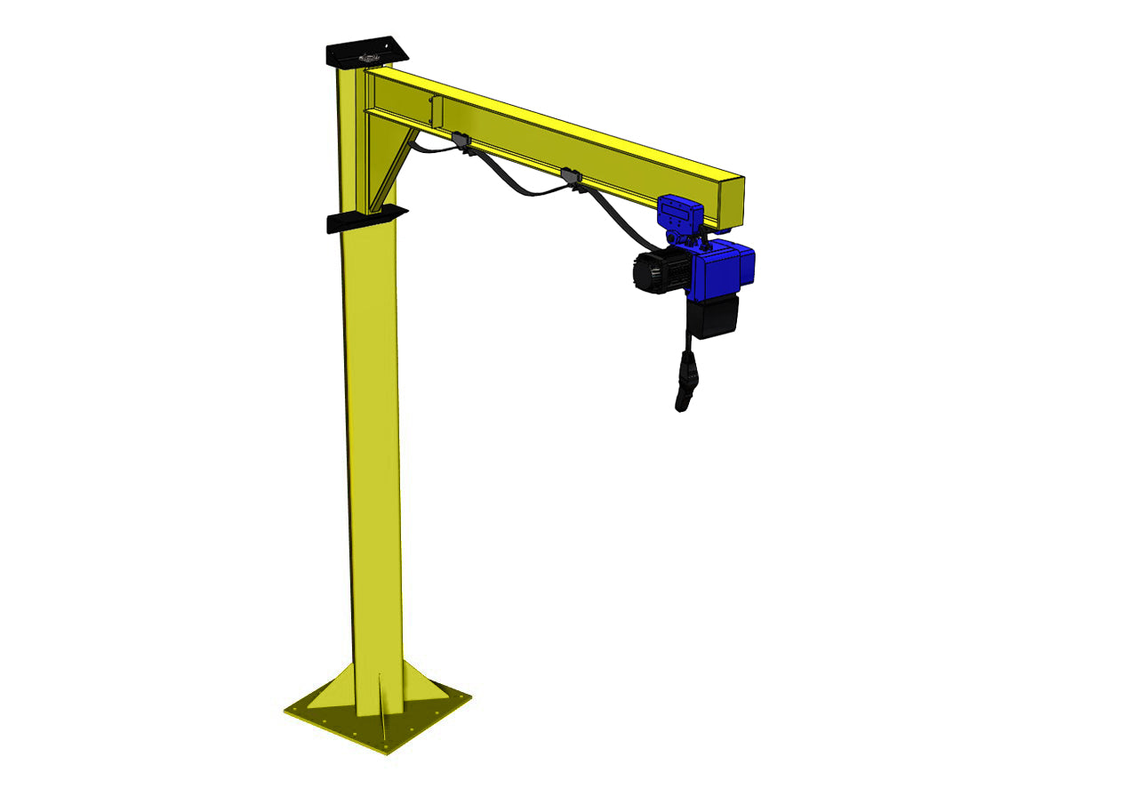 125kg Free Standing Under Braced I Beam Jib Crane - Heavy Duty Workshop & Garage Lifting Solution for Industrial and DIY Projects