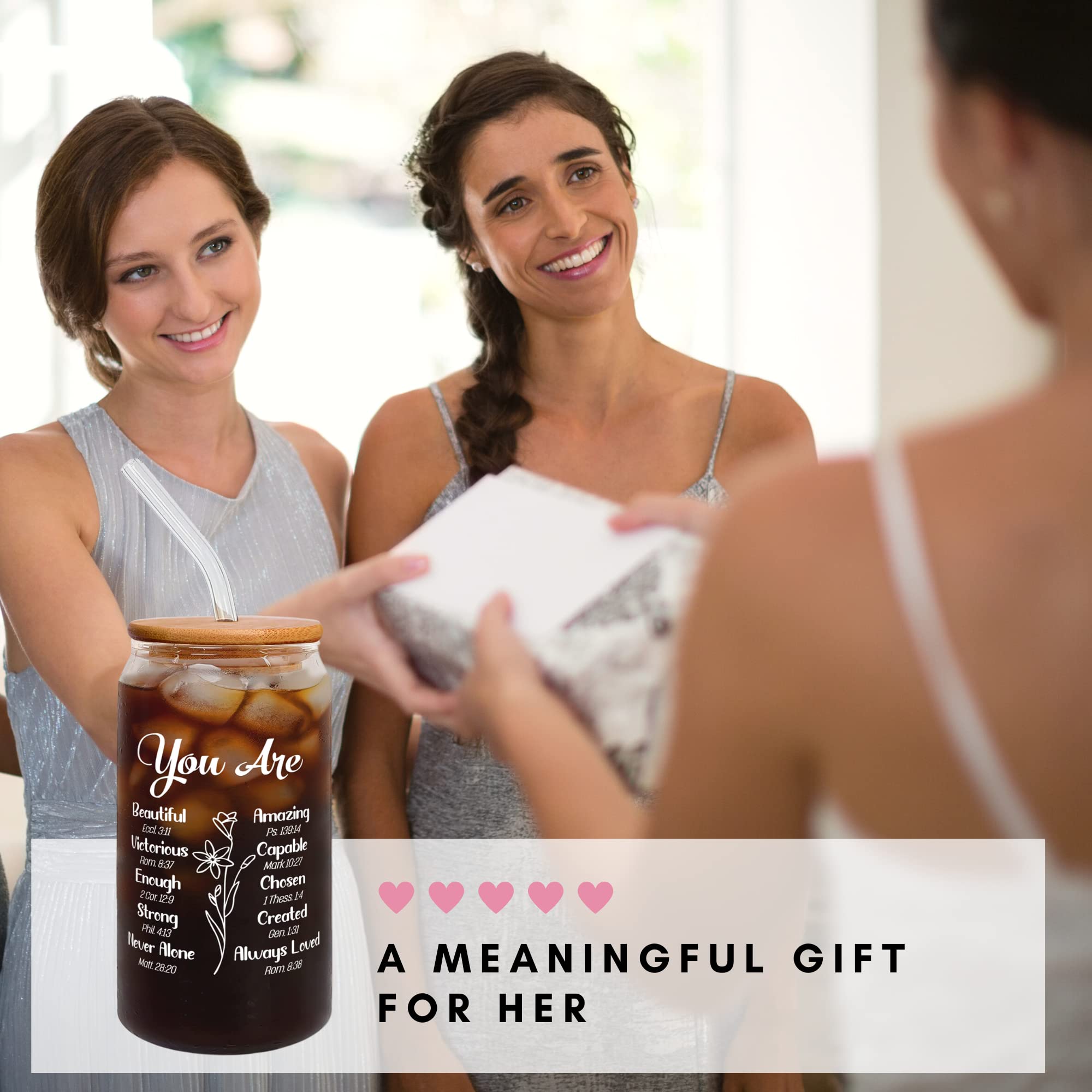 16 Oz Christian Glass Can - Inspirational Religious Gifts for Women, Mom, Friends & Coworkers - Perfect for Christmas, Birthday & Spiritual Occasions - Ideal for Home Decor, Bible Study & Thoughtful Present Giving