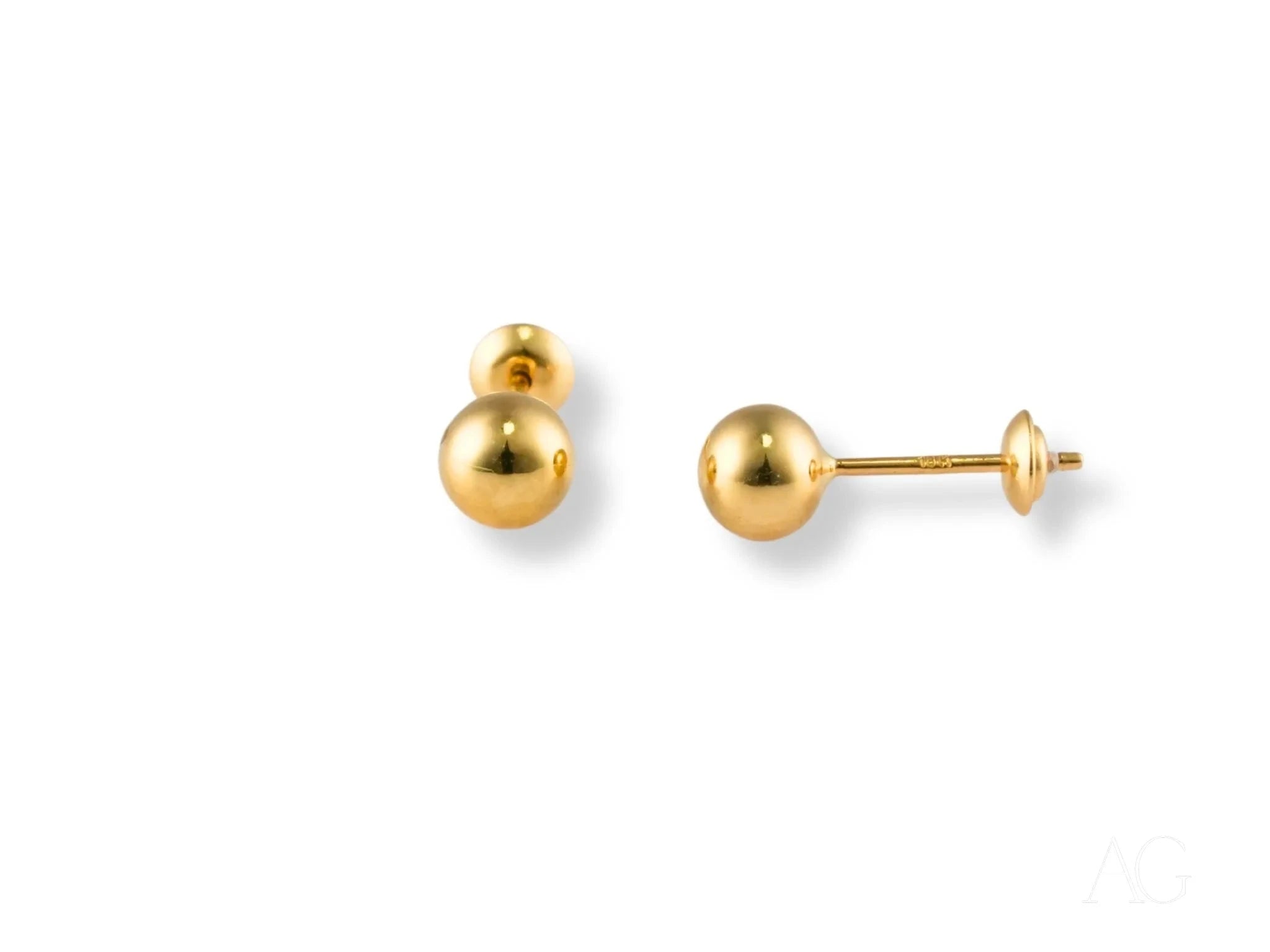 18K Gold Ball Stud Earrings - Classic Elegance Jewelry for Women, Perfect for Weddings, Parties & Everyday Wear