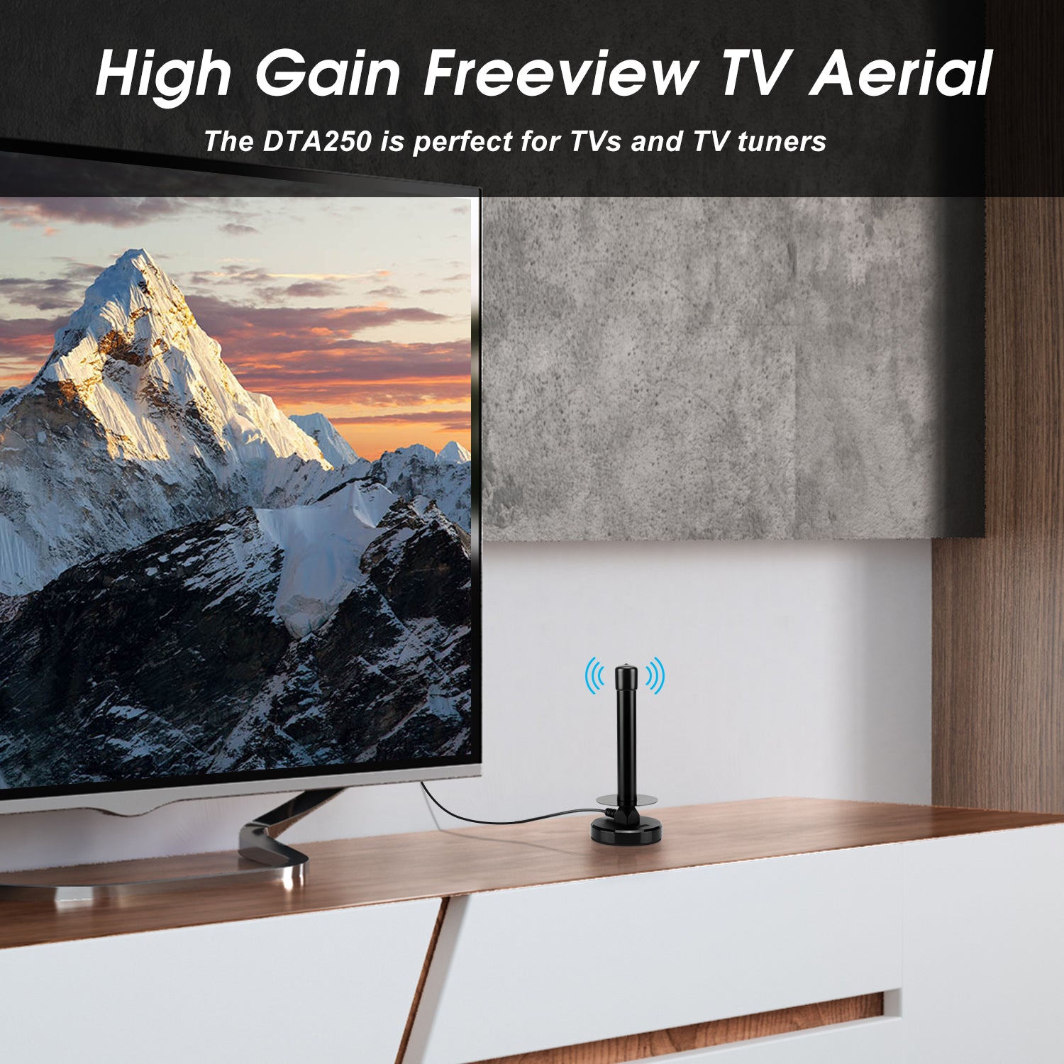 High Gain HD Freeview TV Aerial Antenna with Magnetic Base - Indoor/Outdoor DAB FM Digital Signal Booster for Clear Reception | Perfect for Home, RV & Camping