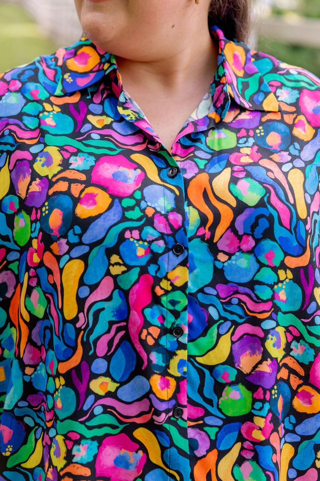 Kasey Rainbow Tammin Shirt - Stylish African Print Women's Top for Casual Wear & Summer Outfits