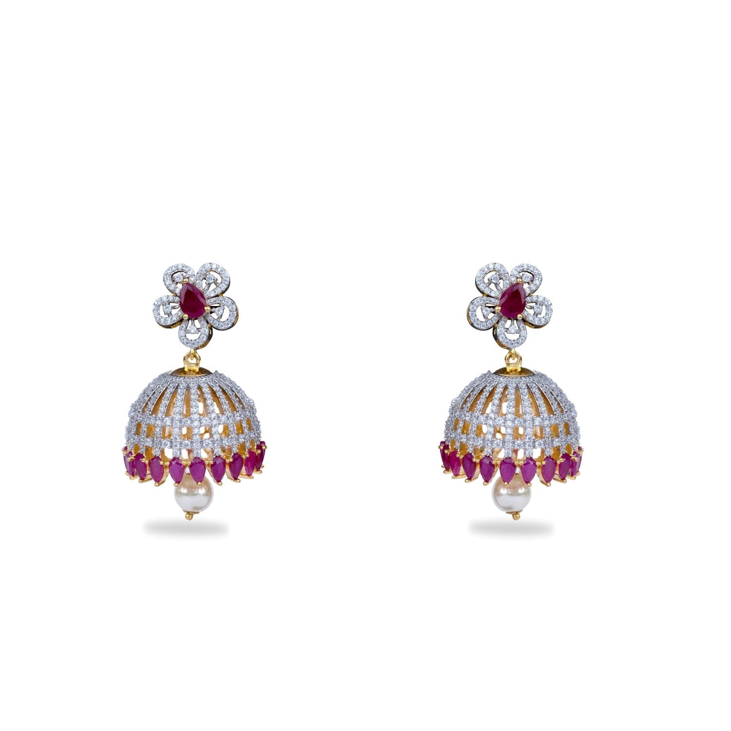 Elegant Lilac Floral Red Nakshatra CZ Choker Necklace Set | Cubic Zirconia Bridal Jewelry for Women | Perfect for Weddings, Parties & Special Occasions