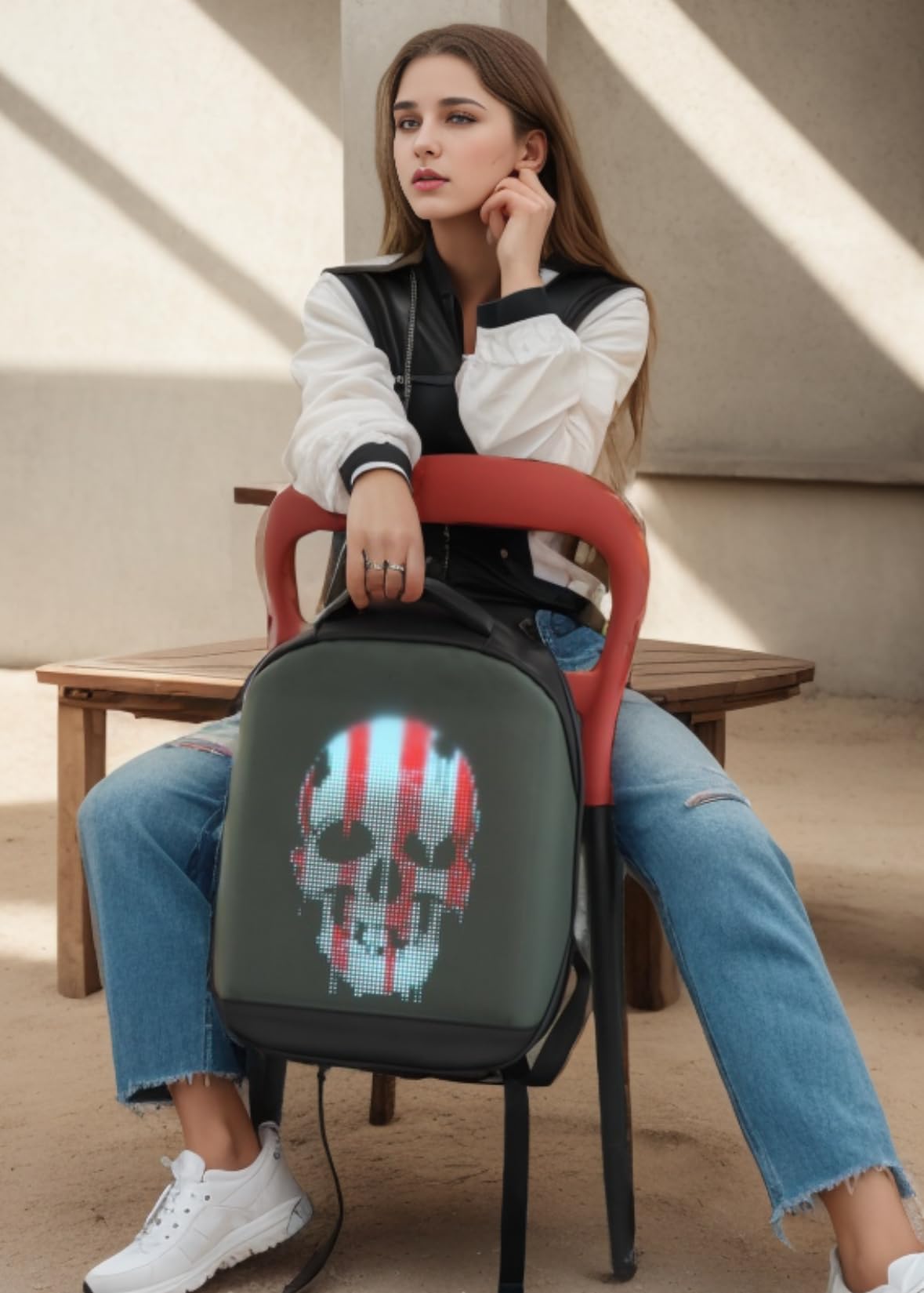 Programmable LED Backpack with HD Color Screen - 15.6 Inch Waterproof Laptop Backpack with App Control for Travel, Motorcycle Riding, and Night Cycling - Perfect for Commuters, Students, and Tech Enthusiasts