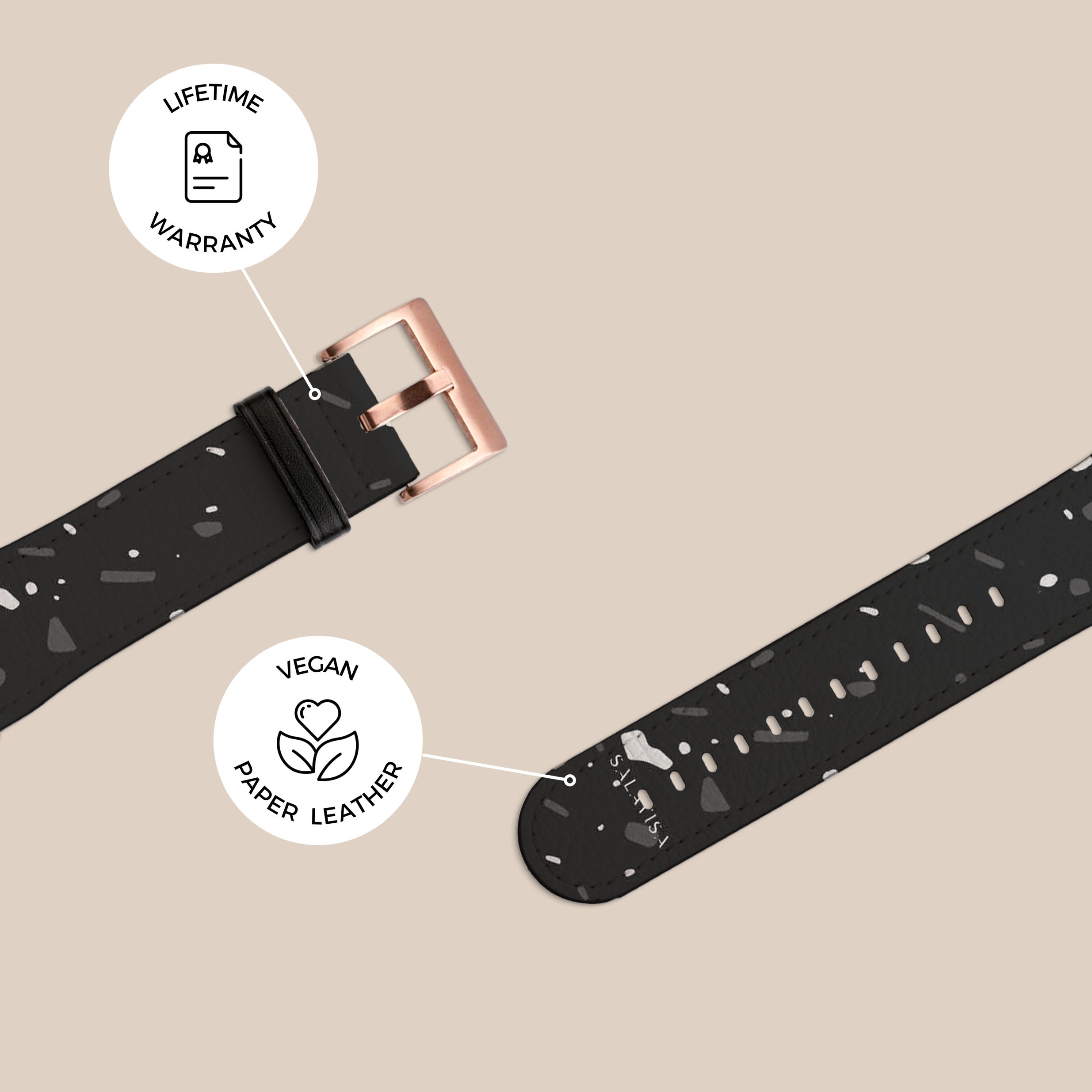 Black Terrazzo Galaxy Watch Band for Samsung Galaxy Watch 4/5/6 - Stylish Durable Replacement Strap for Workout, Running & Everyday Use
