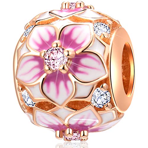 Rose Gold Magnolia Flower Charms
