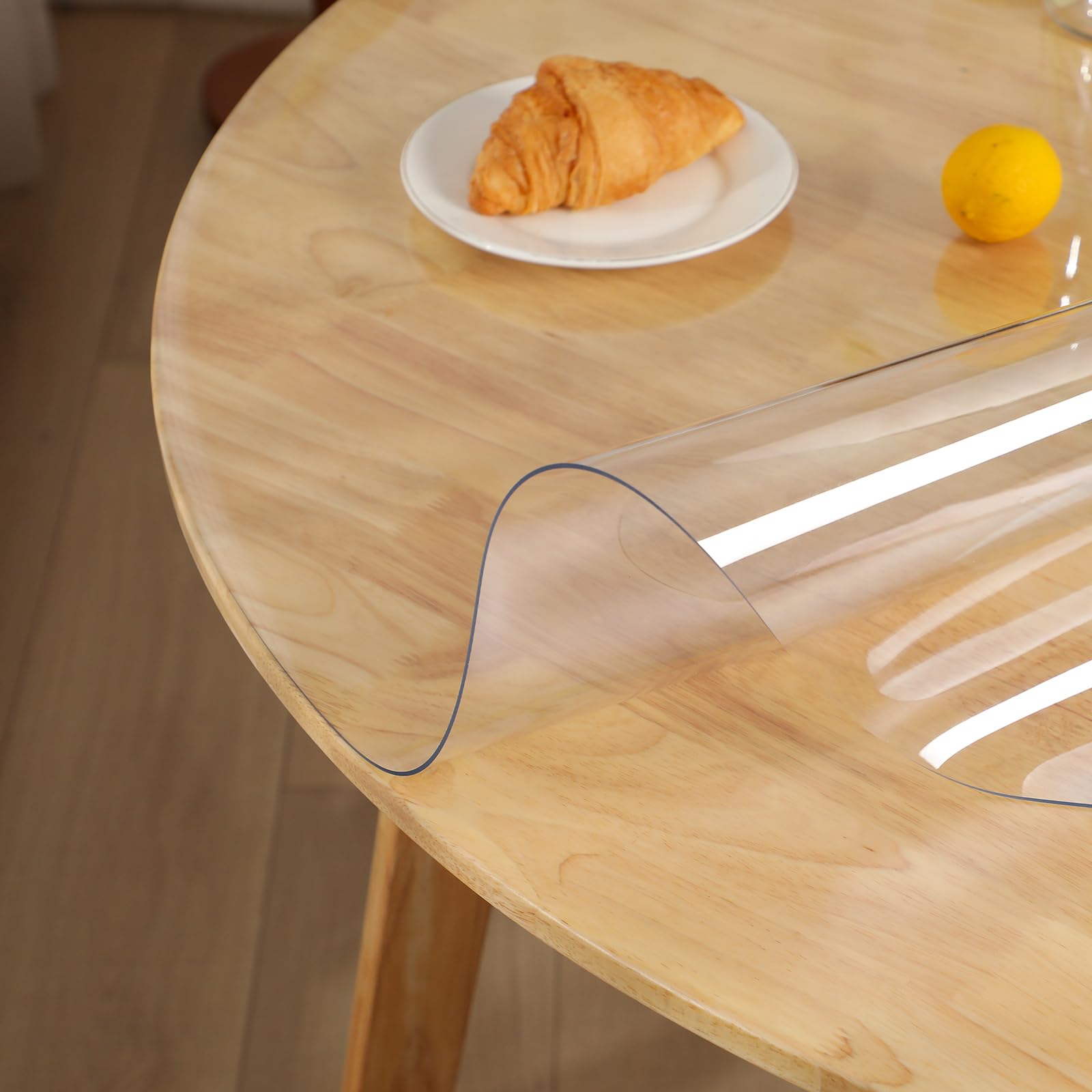 1.5mm Thick Clear PVC Round Table Cover 72 Inch - Waterproof & Oil Proof Plastic Table Protector for Dining Room, Coffee Table, Party, Outdoor Use - Durable Clear Round Tablecloth Desk Pad