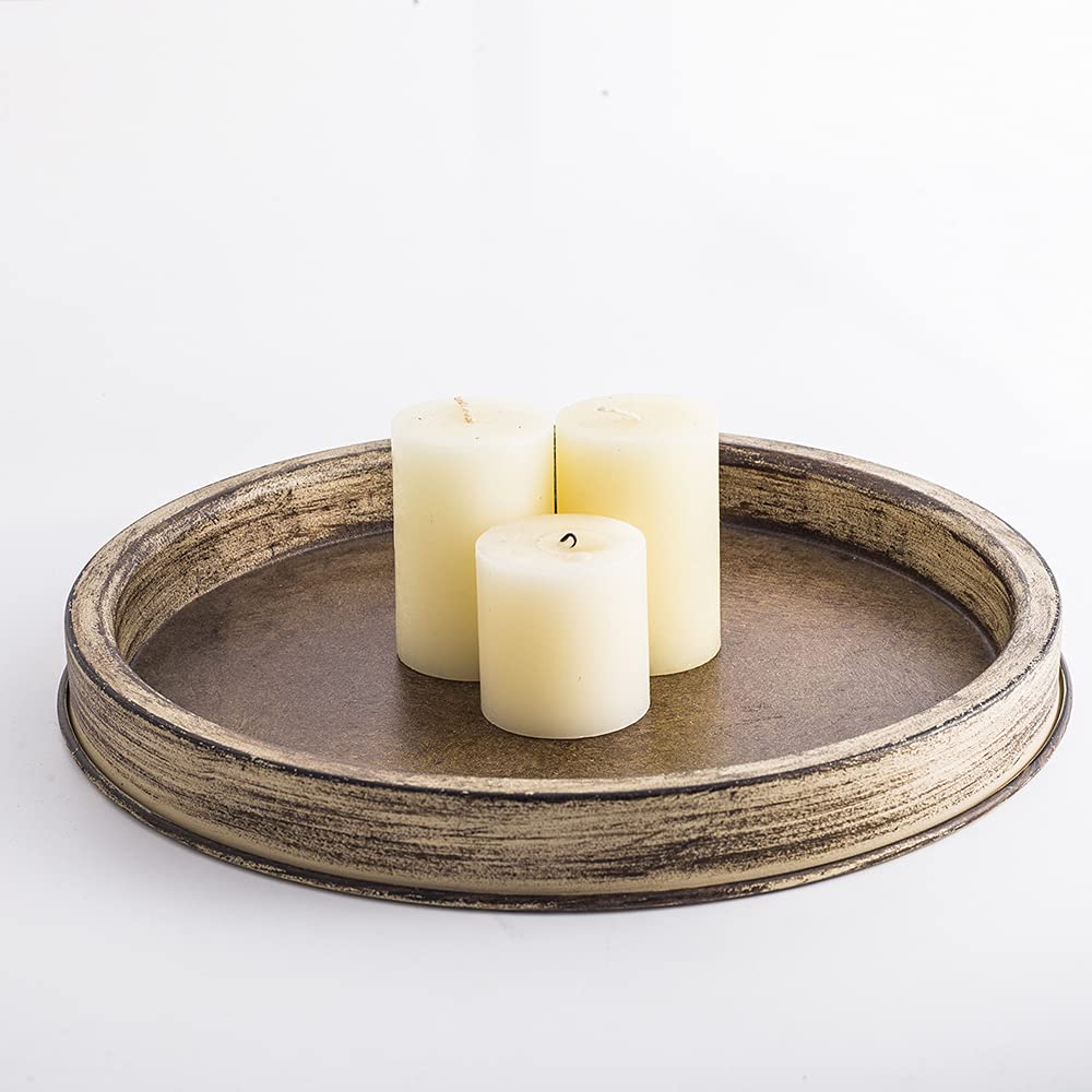 Rustic Black Candle Holder Tray - Natural Wood Candle Stand for Home Decor, Christmas, Halloween, Wedding Centerpiece - Perfect for Coffee Table, Dining Table, and Fireplace Mantle Decor (Large Size)