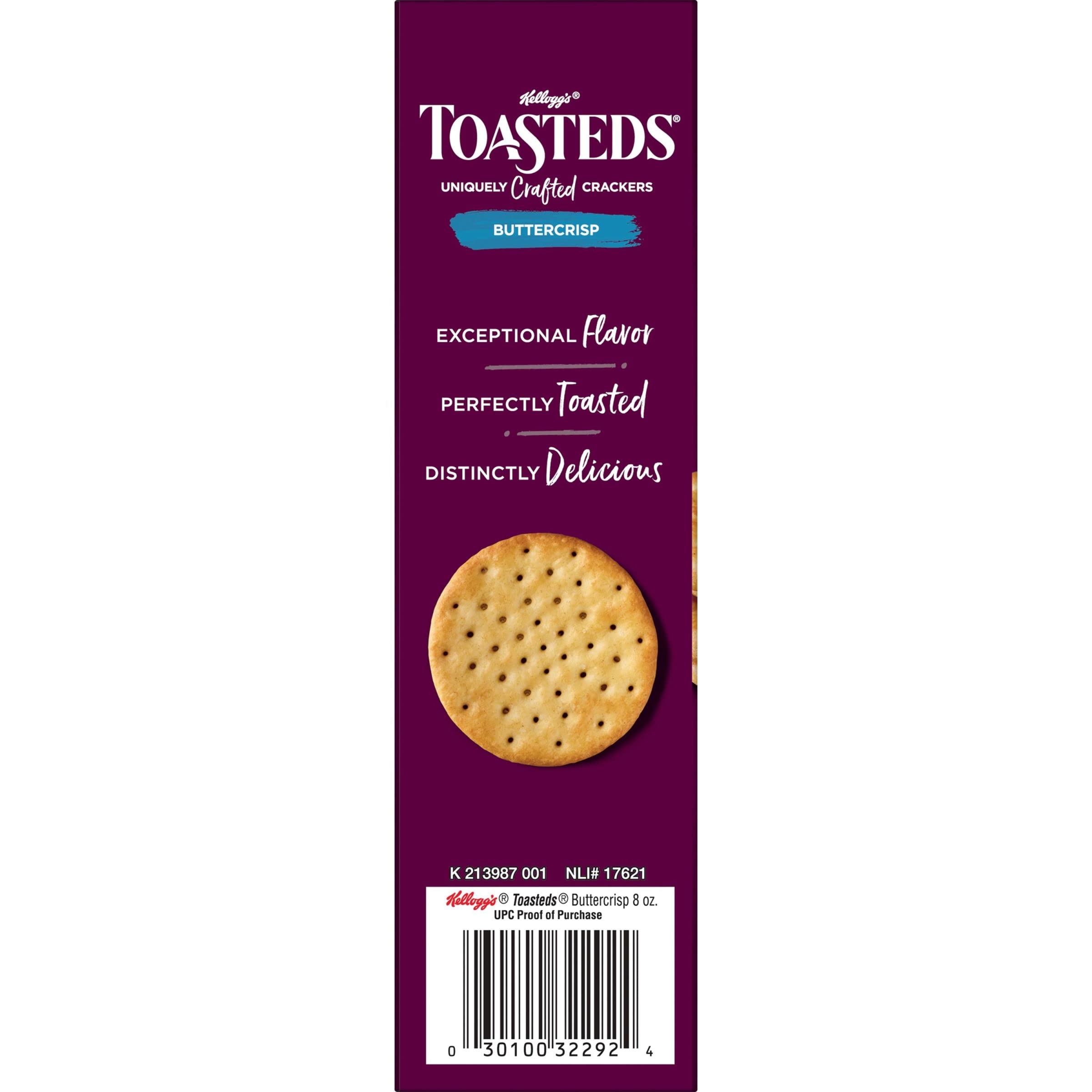 Toasteds Classic Buttercrisp Crackers - 8oz Box (Pack of 1) | Party Snacks, Lunch Snacks, Afternoon Tea & Picnic Food | Crunchy Buttery Flavor for Any Occasion